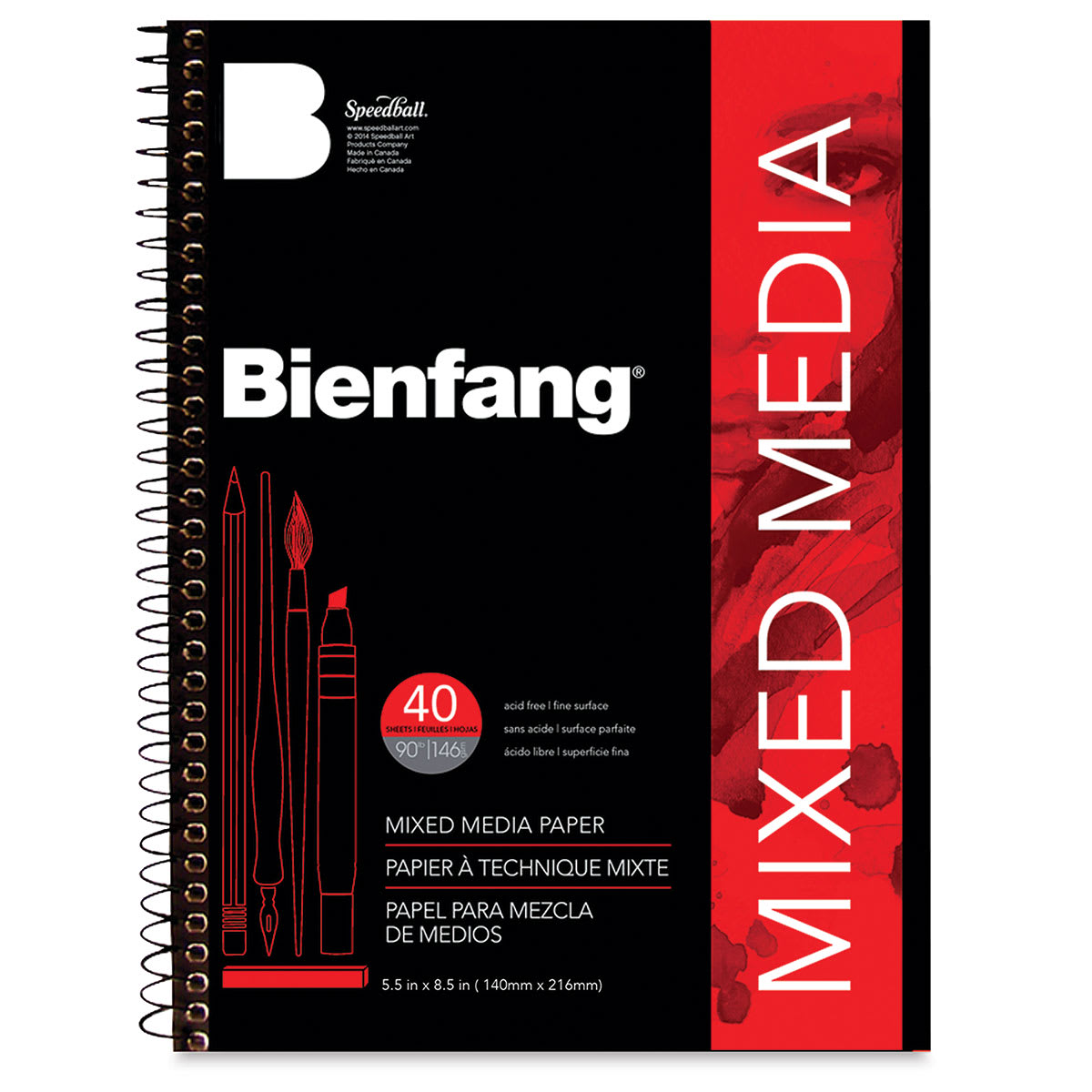 Bienfang Mixed Media Pad - 8-1/2" x 5-1/2", 90 lb, 40 Sheets