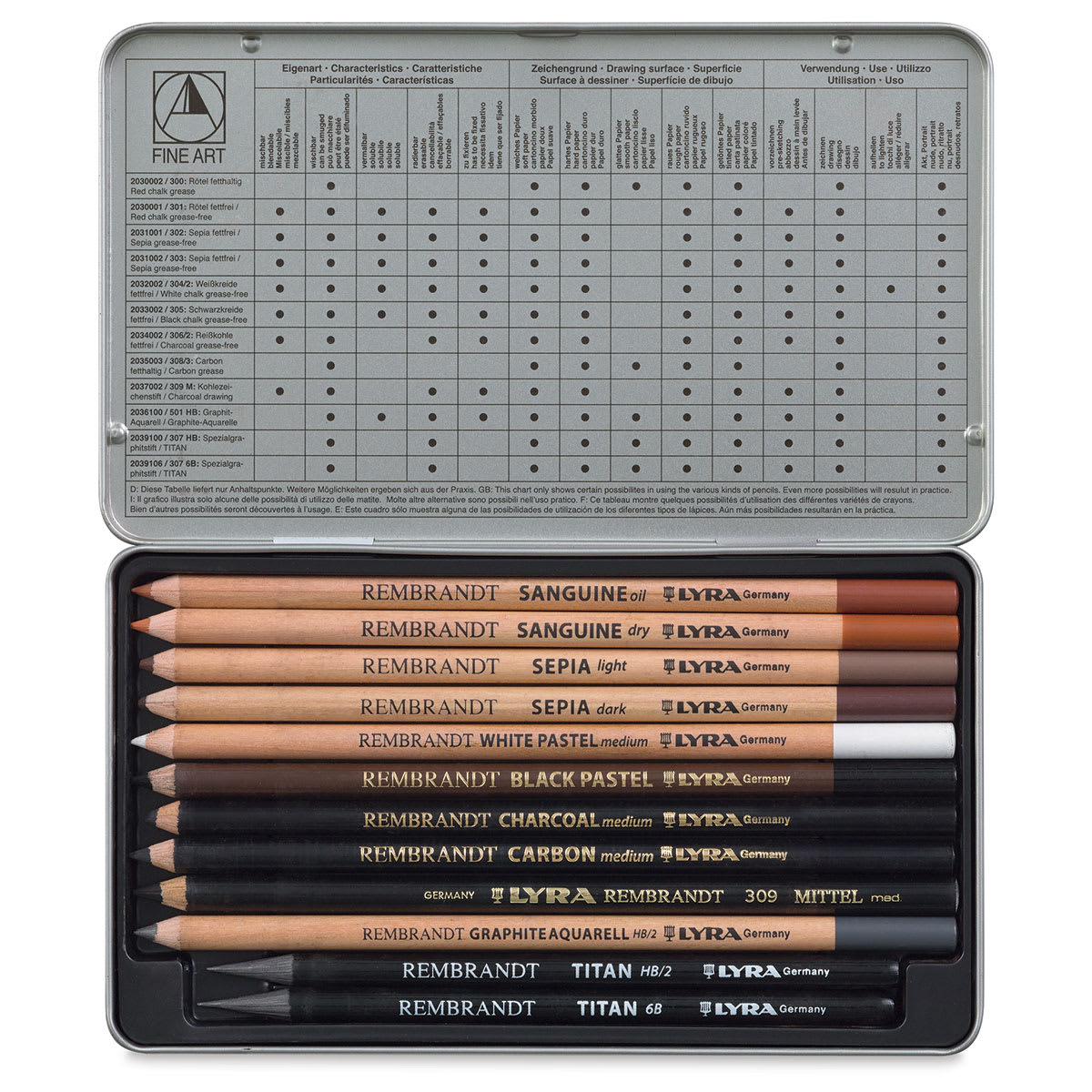 Lyra Rembrandt Art Specials Pencil Set contents