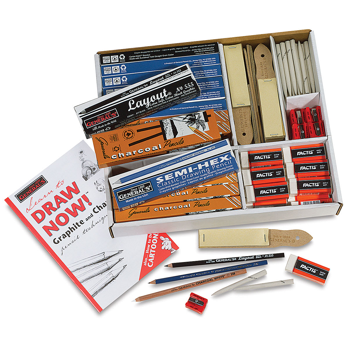 Sketchmate Classroom Art Pack - Closeup of pack with different drawing supplies removed
