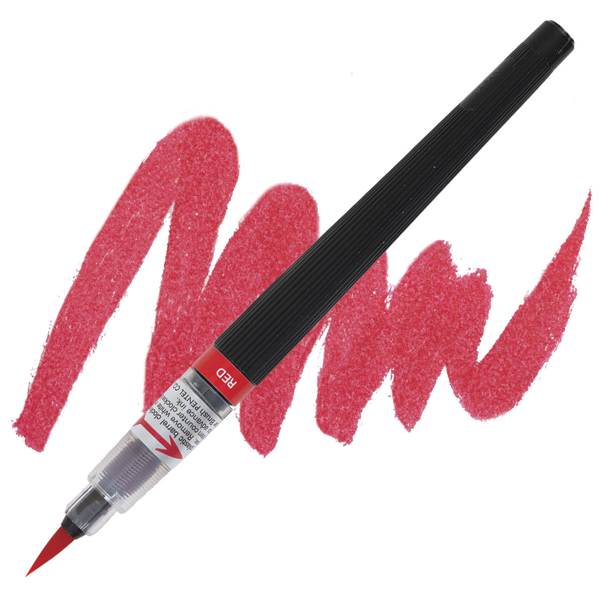 Pentel Arts Water-Based Color Brush Pen - Red pen and swatch