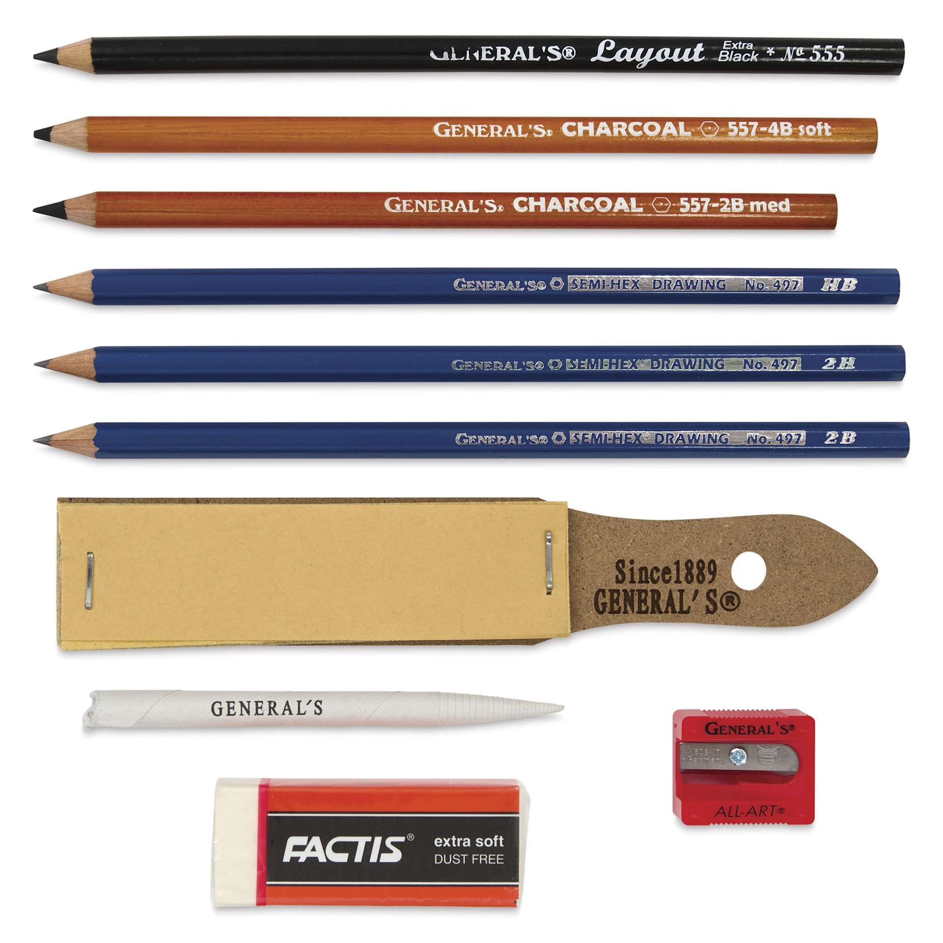 General's Sketchmate Drawing Set, contents laid out General's Sketchmate Drawing Set, contents laid out