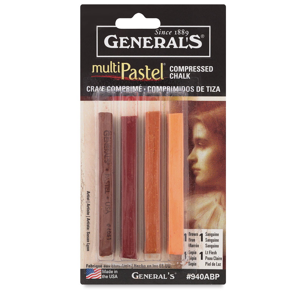 General's Compressed Pastel Chalk - Front of blister package of Earth and Flesh Tone Package
General's Compressed Pastel Chalk - Front of blister package of Earth and Flesh Tone Package