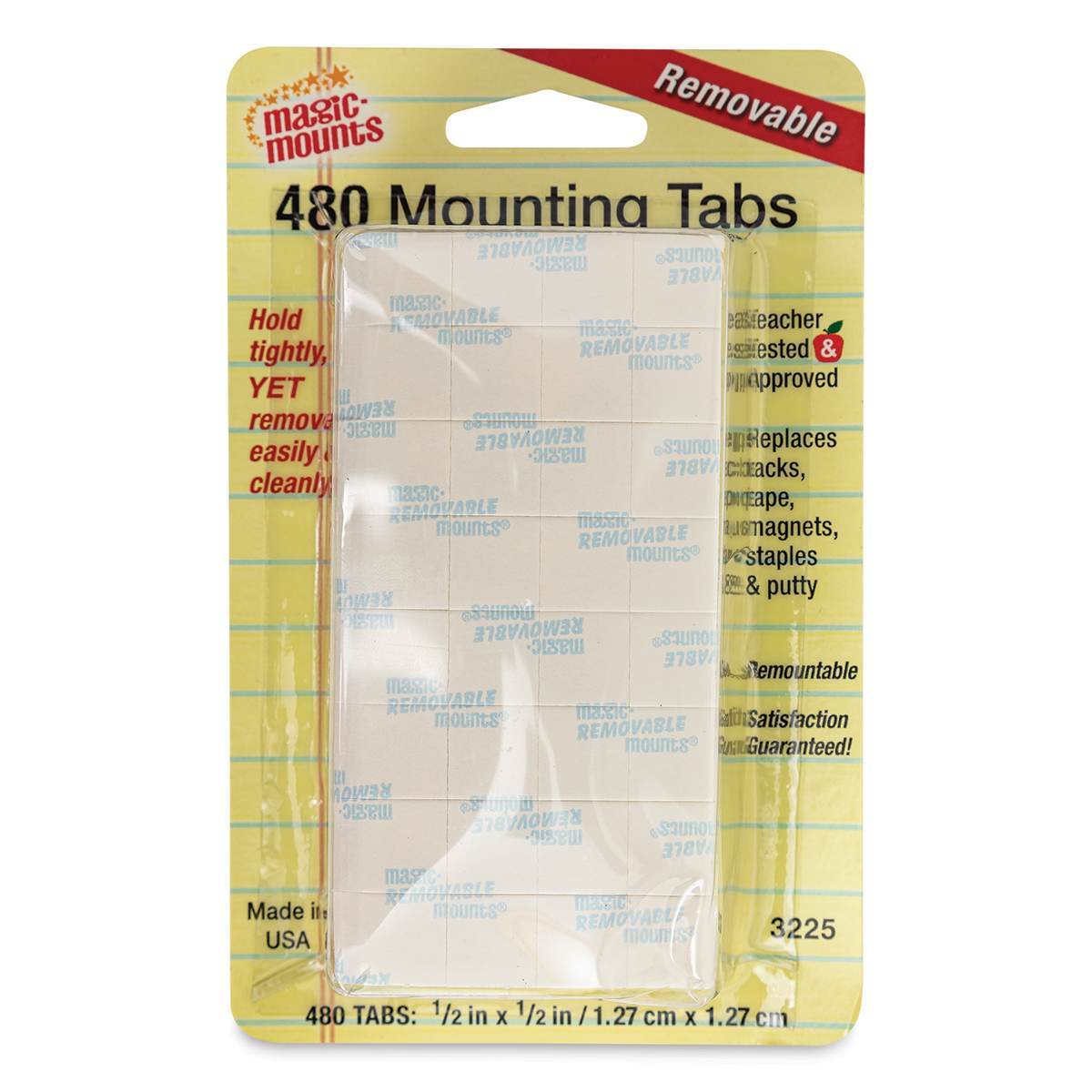 Removable Mounting Tabs - 1/2" x 1/2", Pkg of 480