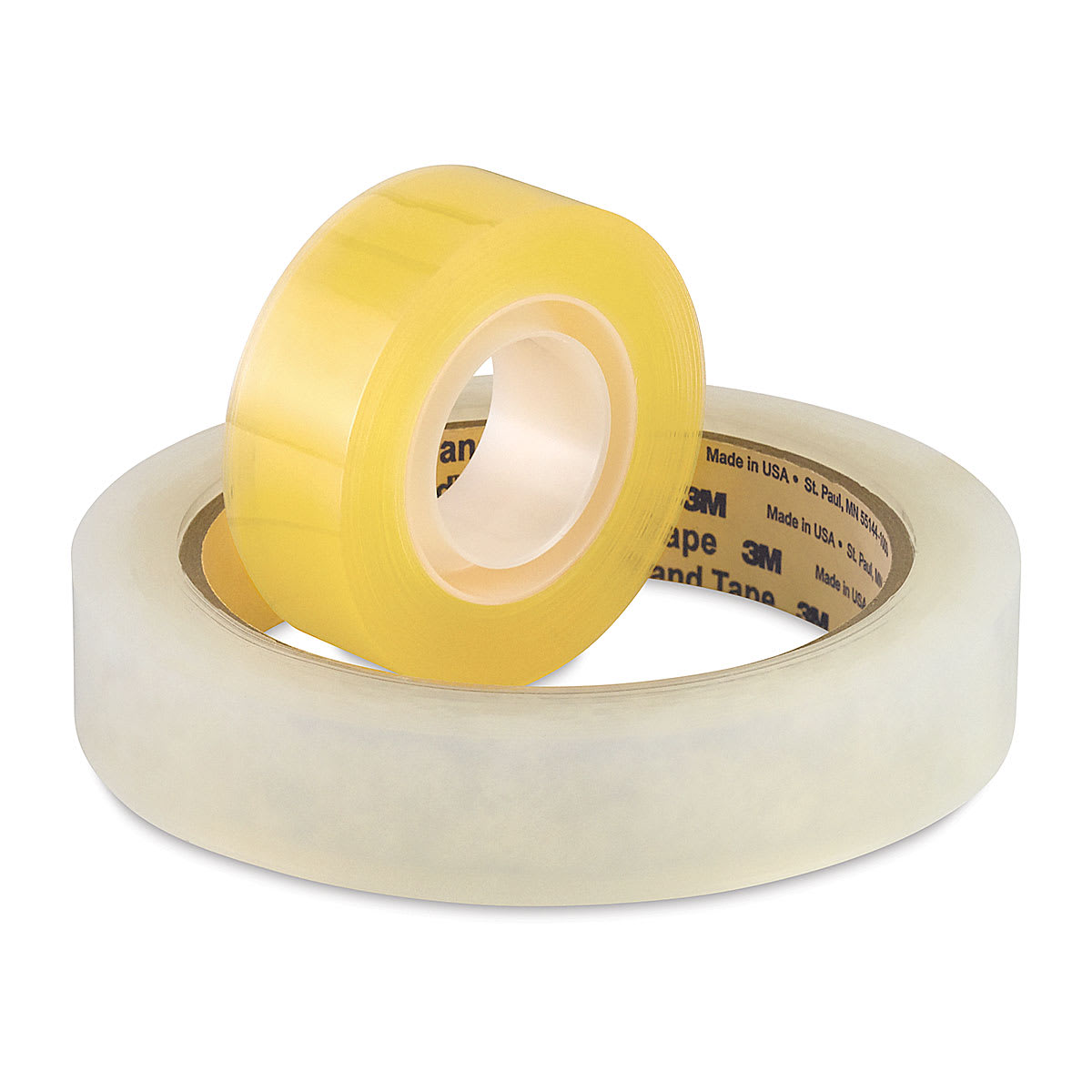 3M Highland Transparent Tape - 1" and 3" core tape rolls shown together
