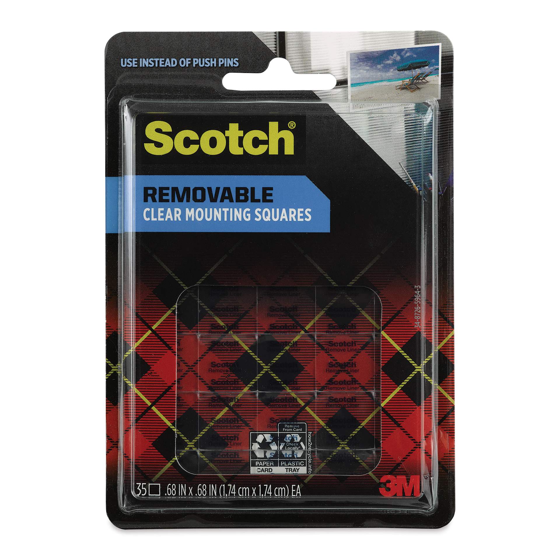 Scotch Removable Clear Mounting Squares - Pkg of 35, front of the packaging Scotch Removable Clear Mounting Squares - Pkg of 35, front of the packaging