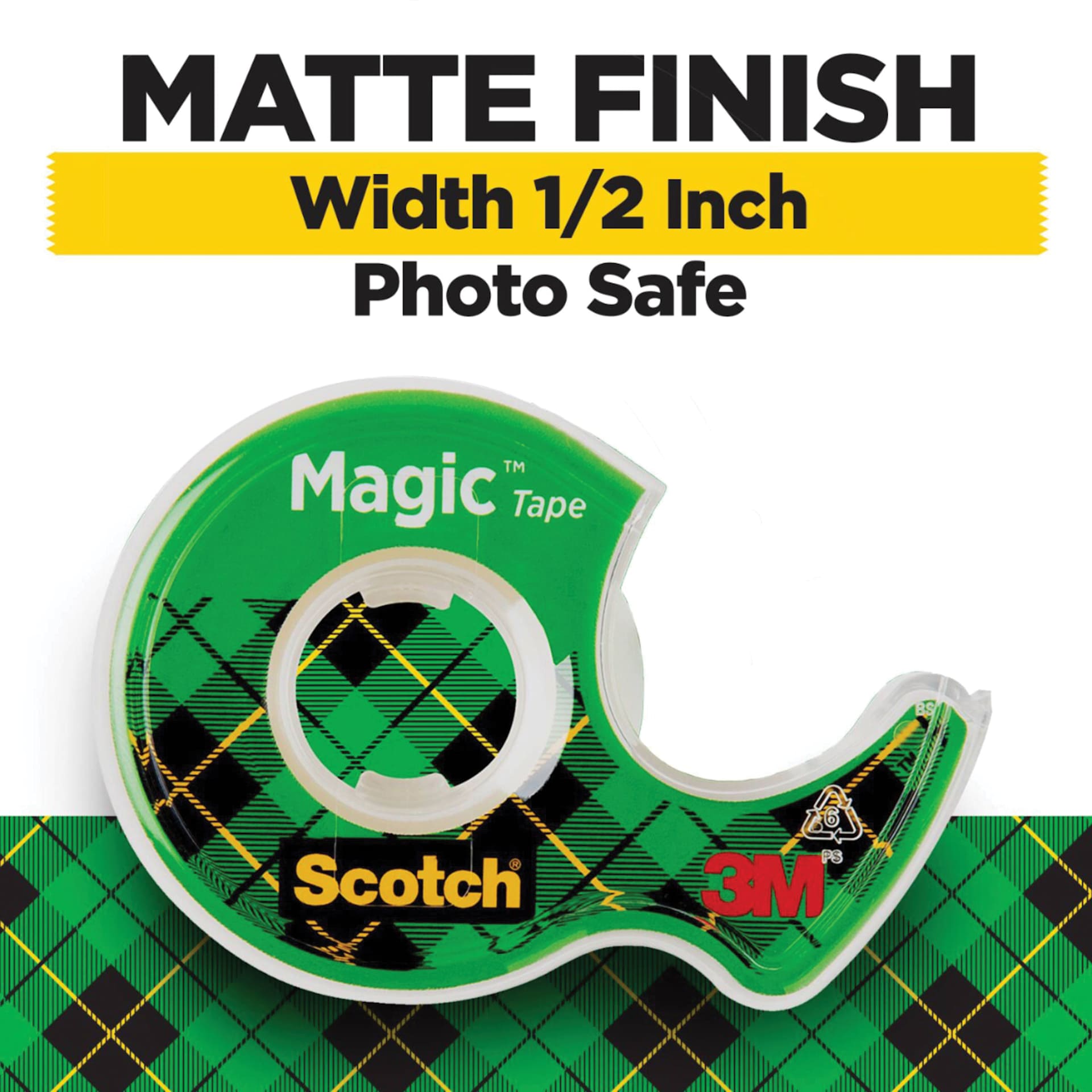 Matte finish, Width 1/2 inch, Photo safe