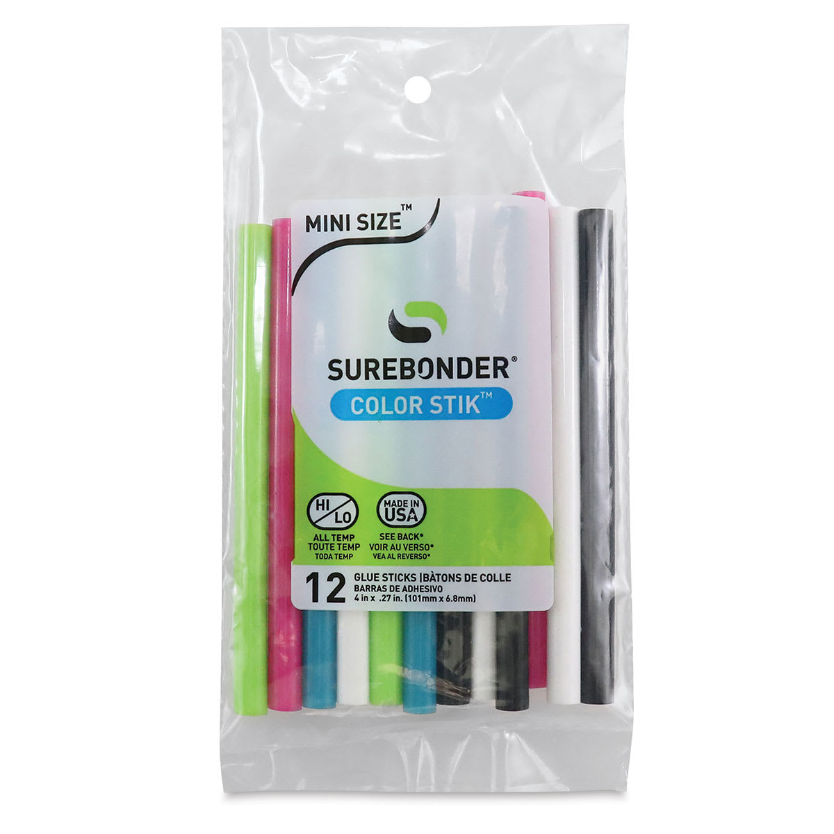 All-Temp Colored Mini Glue Sticks - Front of package 

