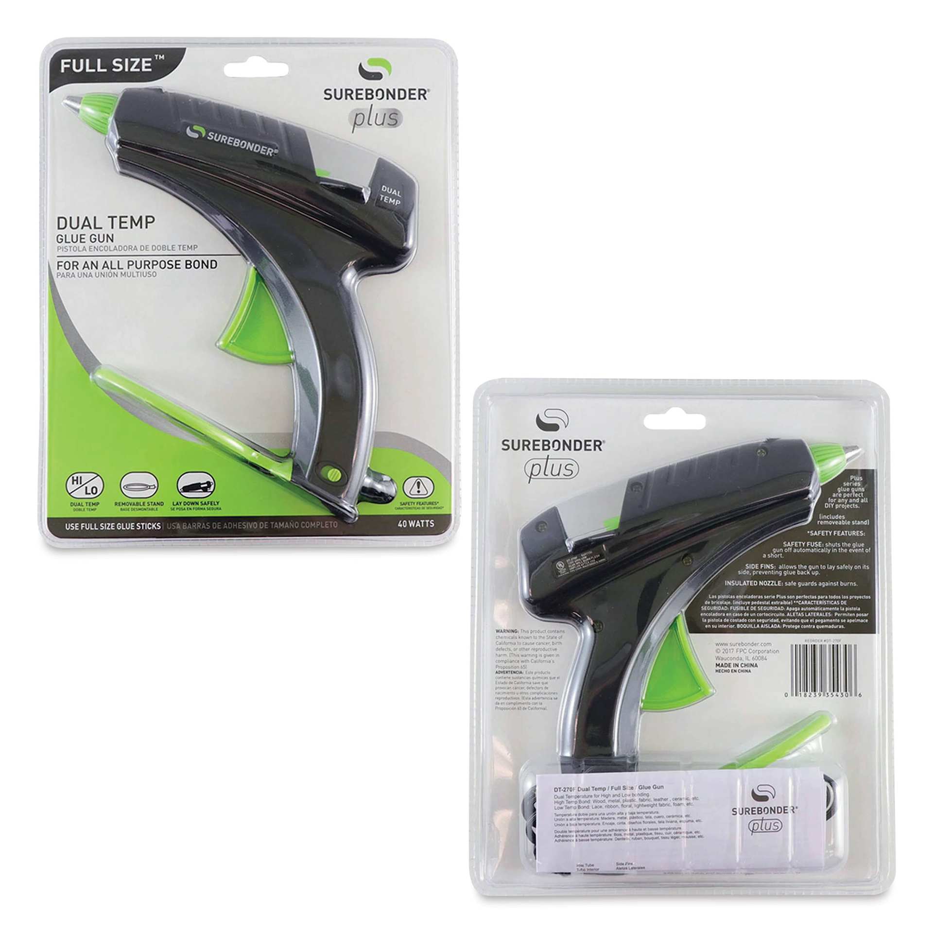 Surebonder Plus Series Dual Temp Glue Gun (Front and back of packaging)
