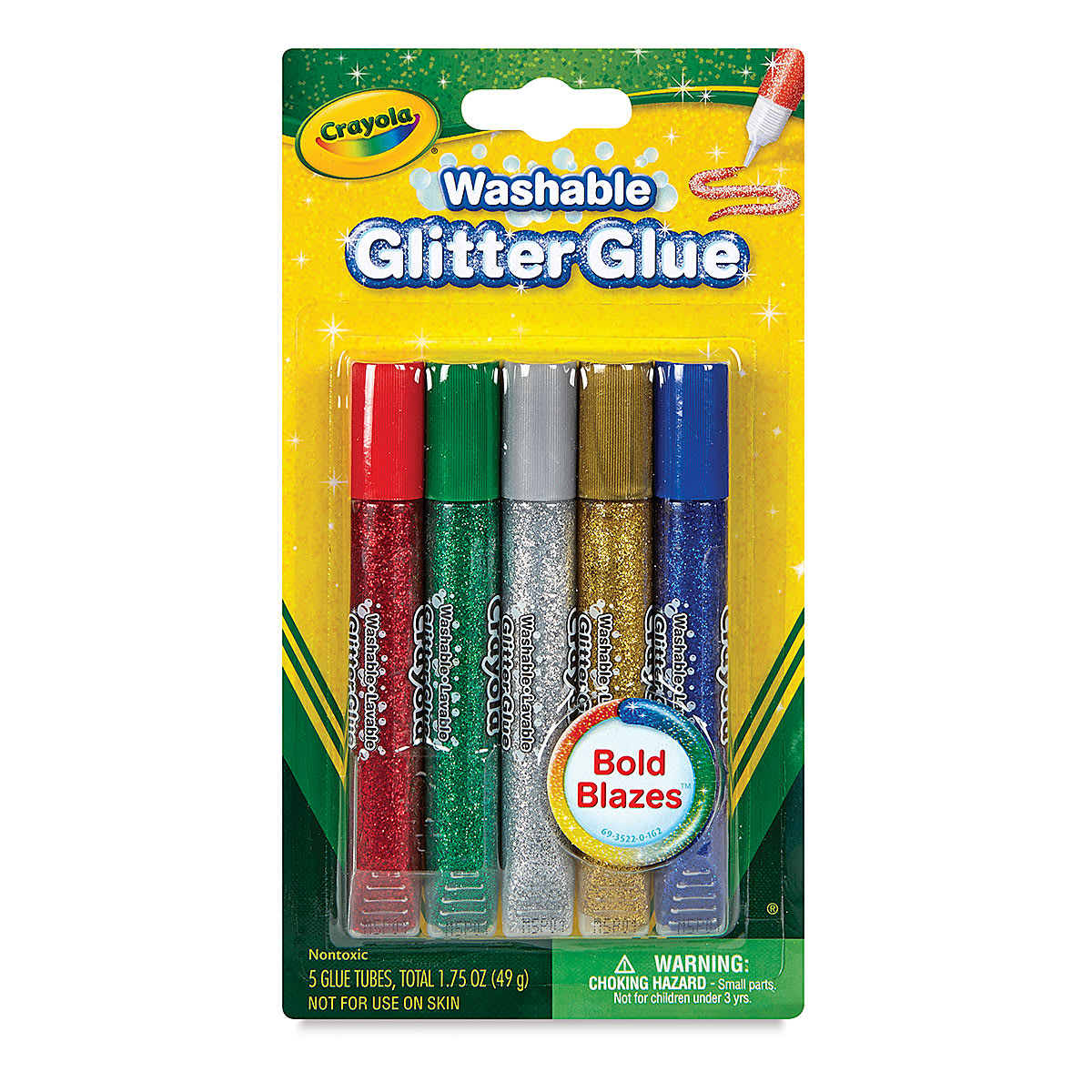Crayola Washable Glitter Glue - Set of 5, front of the packaging