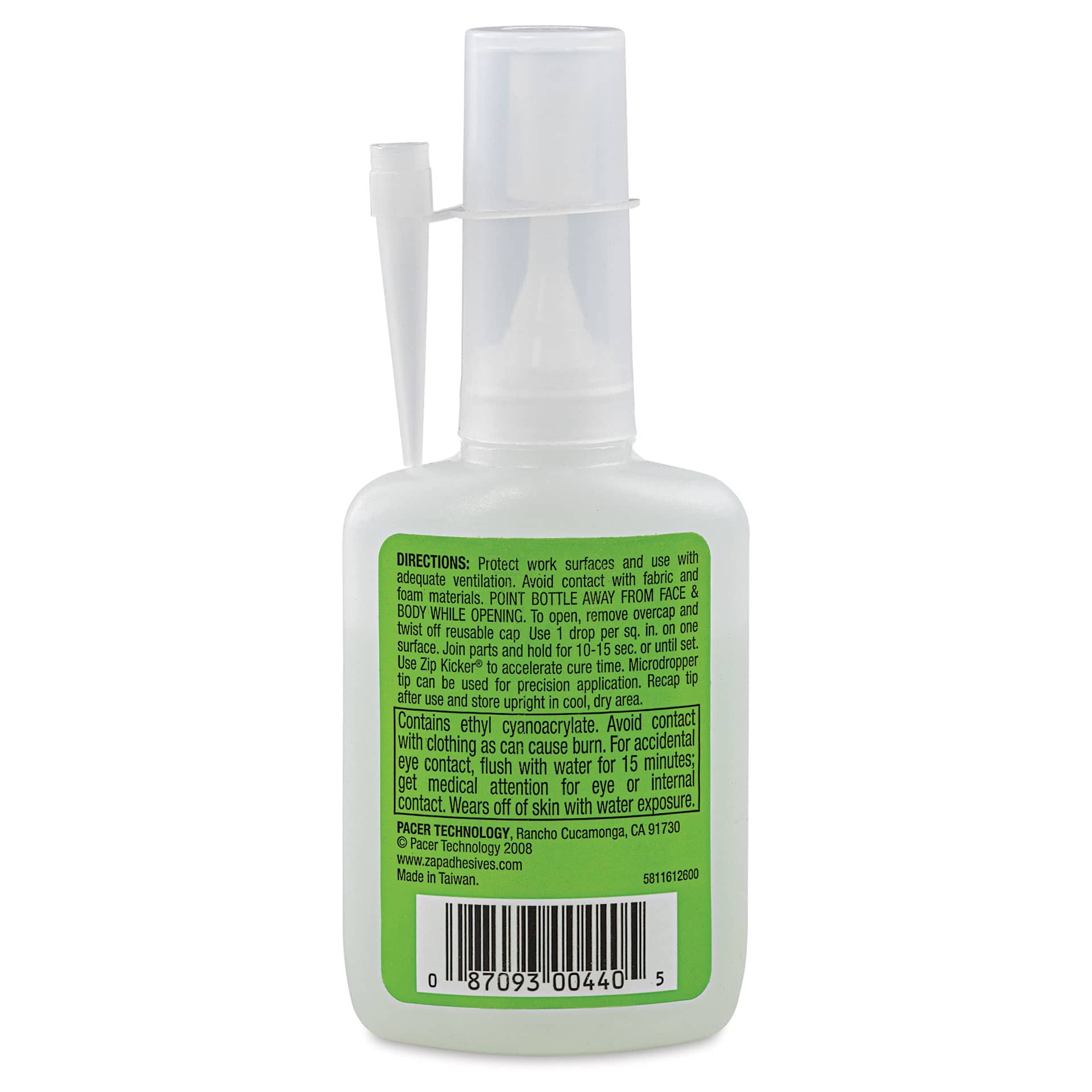 Zap-A-Gap CA+ Adhesive - Medium, 1 oz, back of the packaging