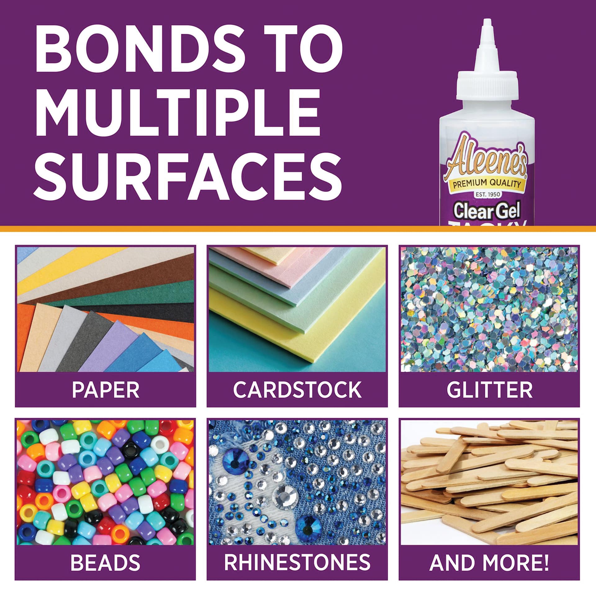 Bonds to multiple surfaces: paper, cardstock, glitter, beads, rhinestones, and more!