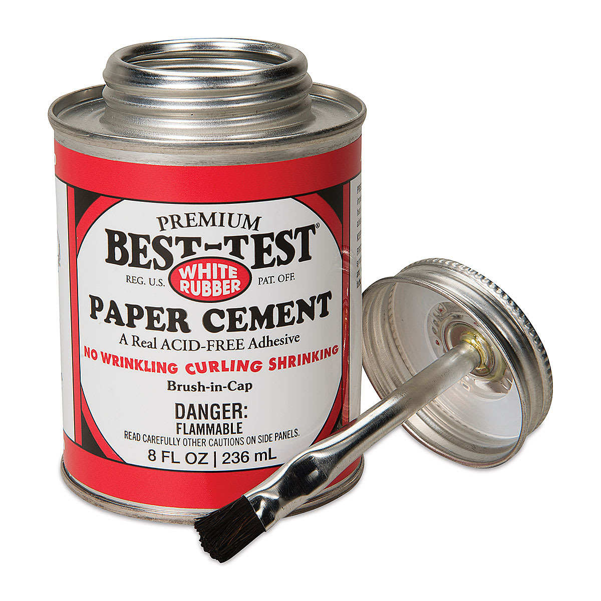 Best-Test Acid-Free Paper Cement - 8 oz with lid off