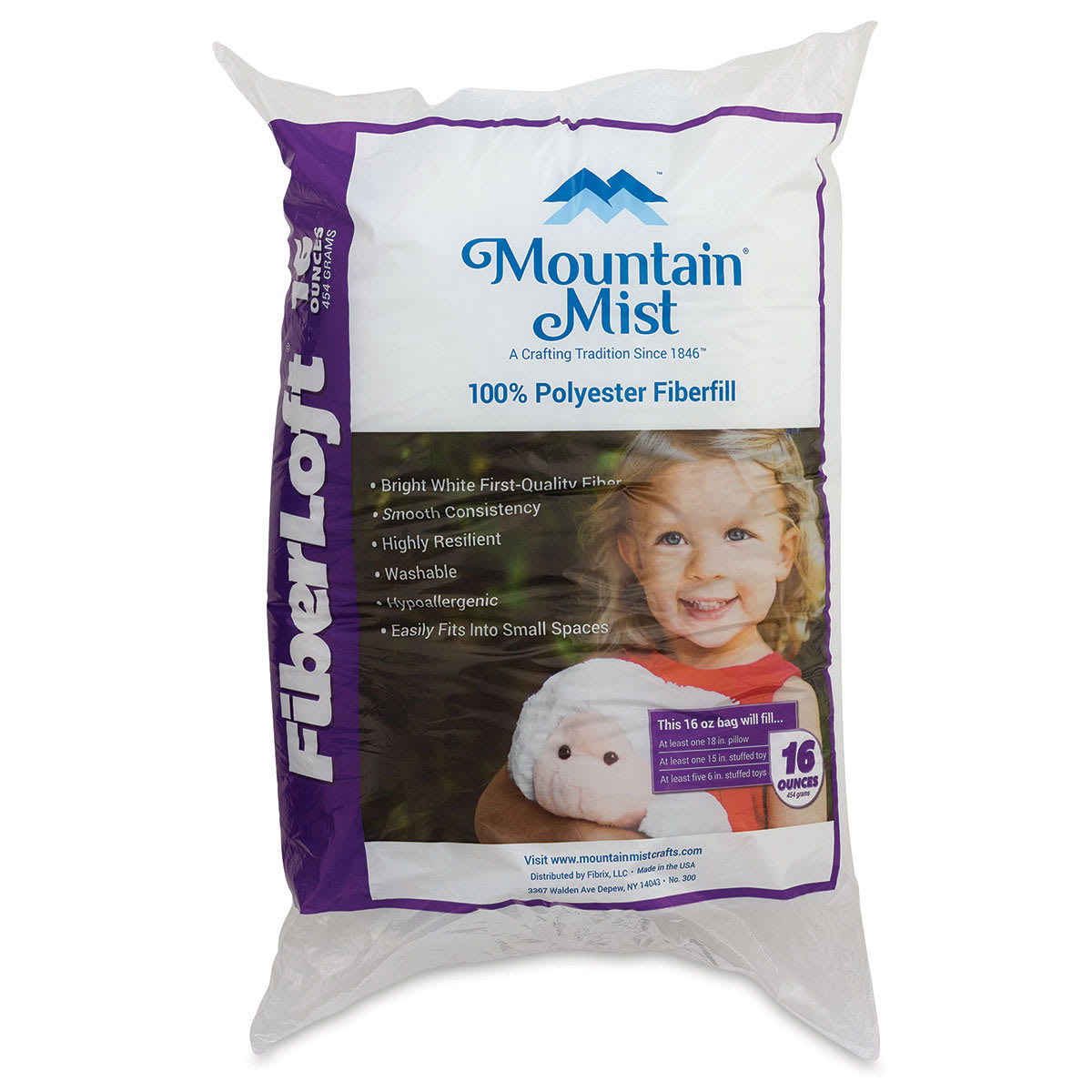 Mountain Mist Fiberloft Polyester Stuffing - Front view of package