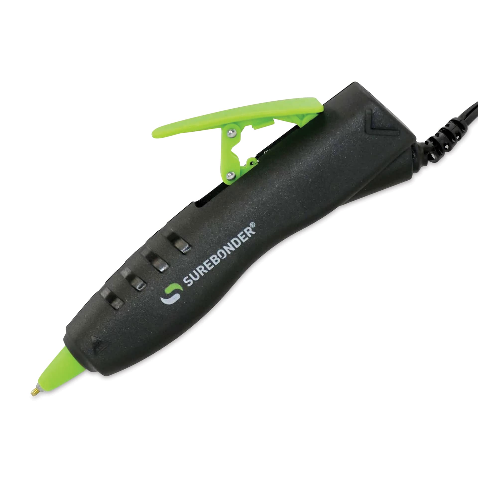 Surebonder Specialty Series Detail Tip Dual Temp Mini Hot Glue Pen, outside of the packaging. 