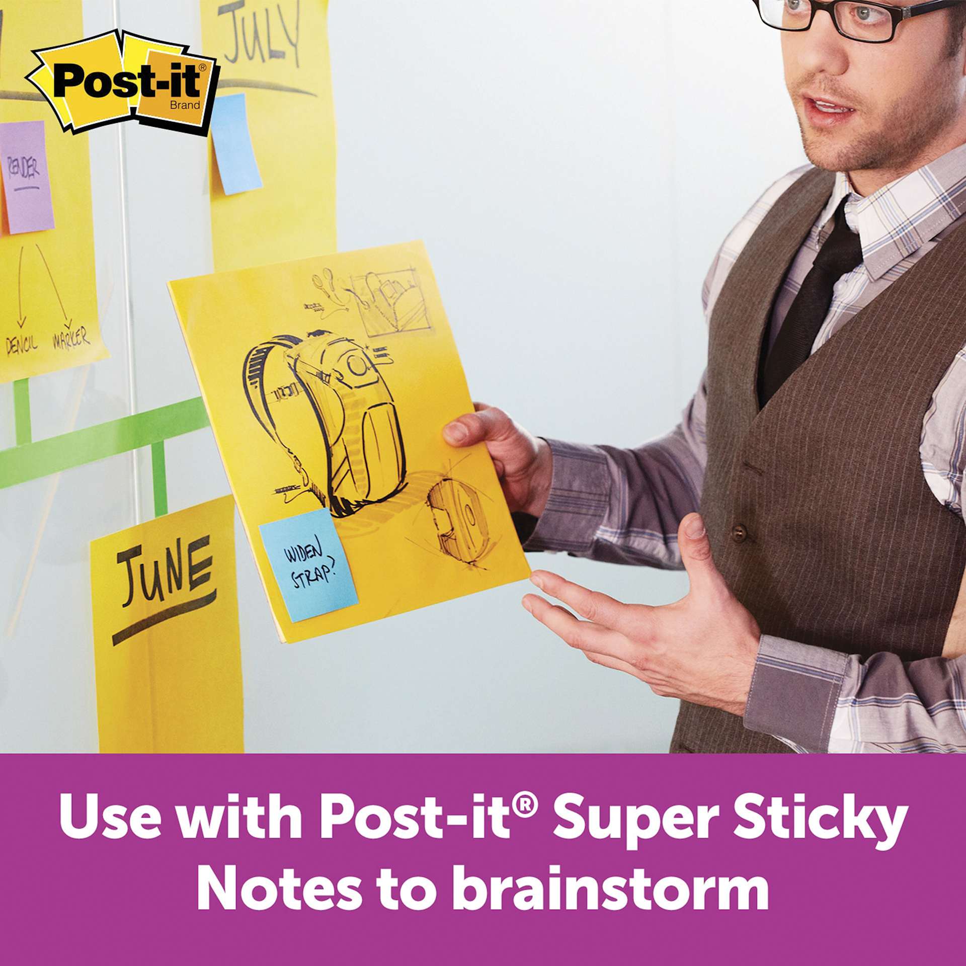 Use with Post-it Super Sticky Notes to brainstorm