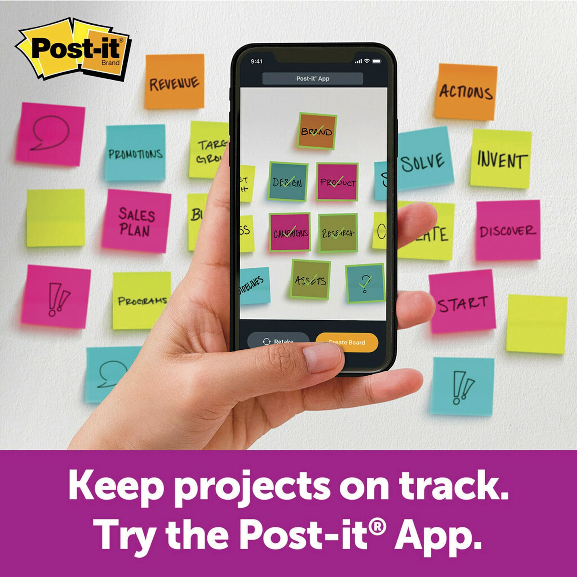 Keep projects on track. Try the Post-it App. 