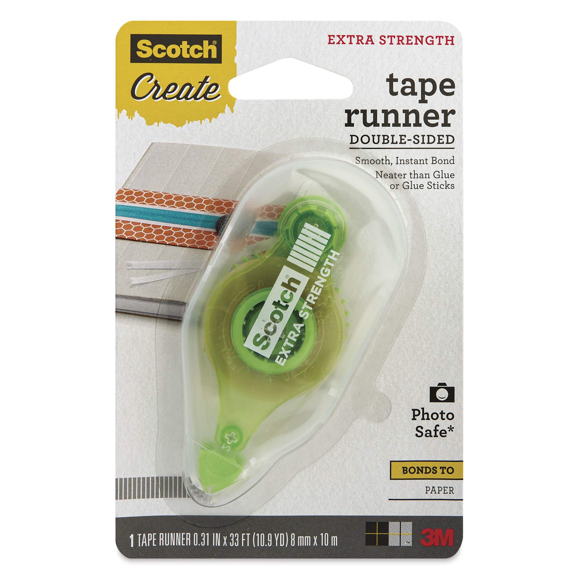 Scotch Extra Strength Tape Runner - 0.3" x 33 ft - front of packaging