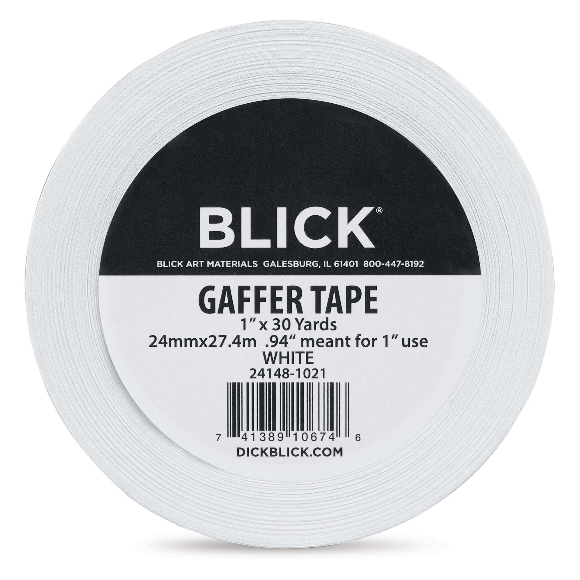 Blick Gaffers Tape - 1" x 30 yds, White (Front of packaging)