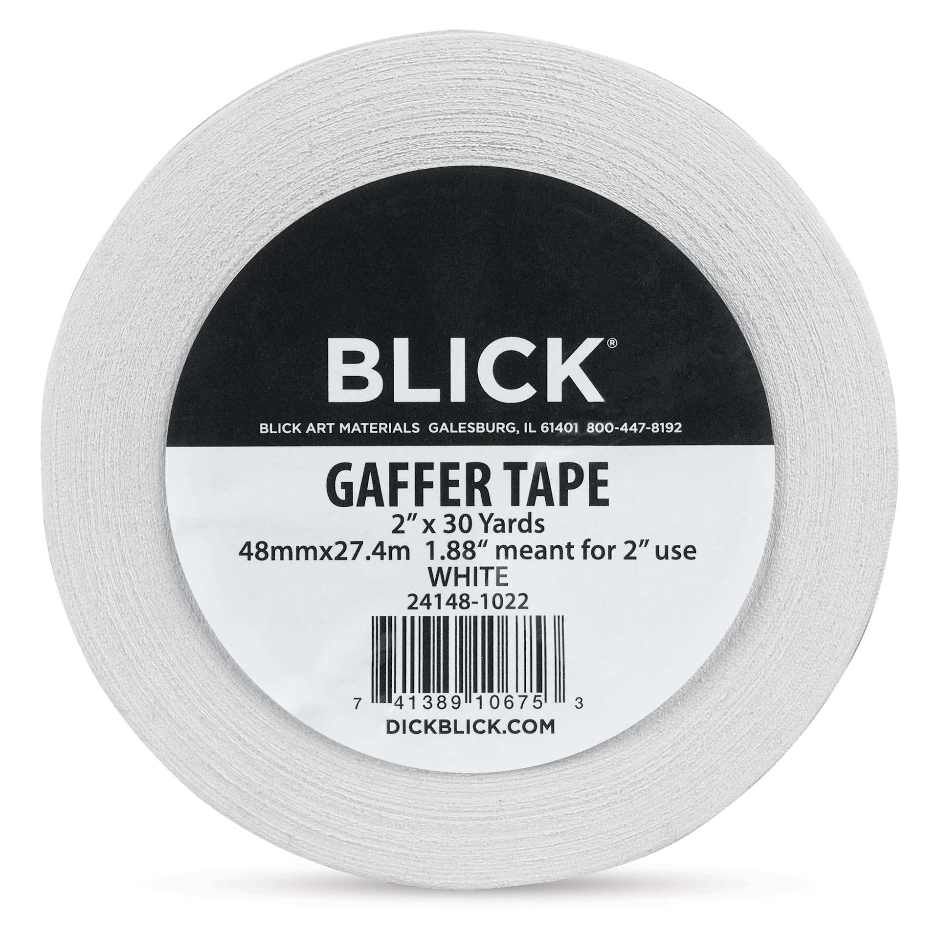 Blick Gaffers Tape - 2" x 30 yds, White (Front of packaging)