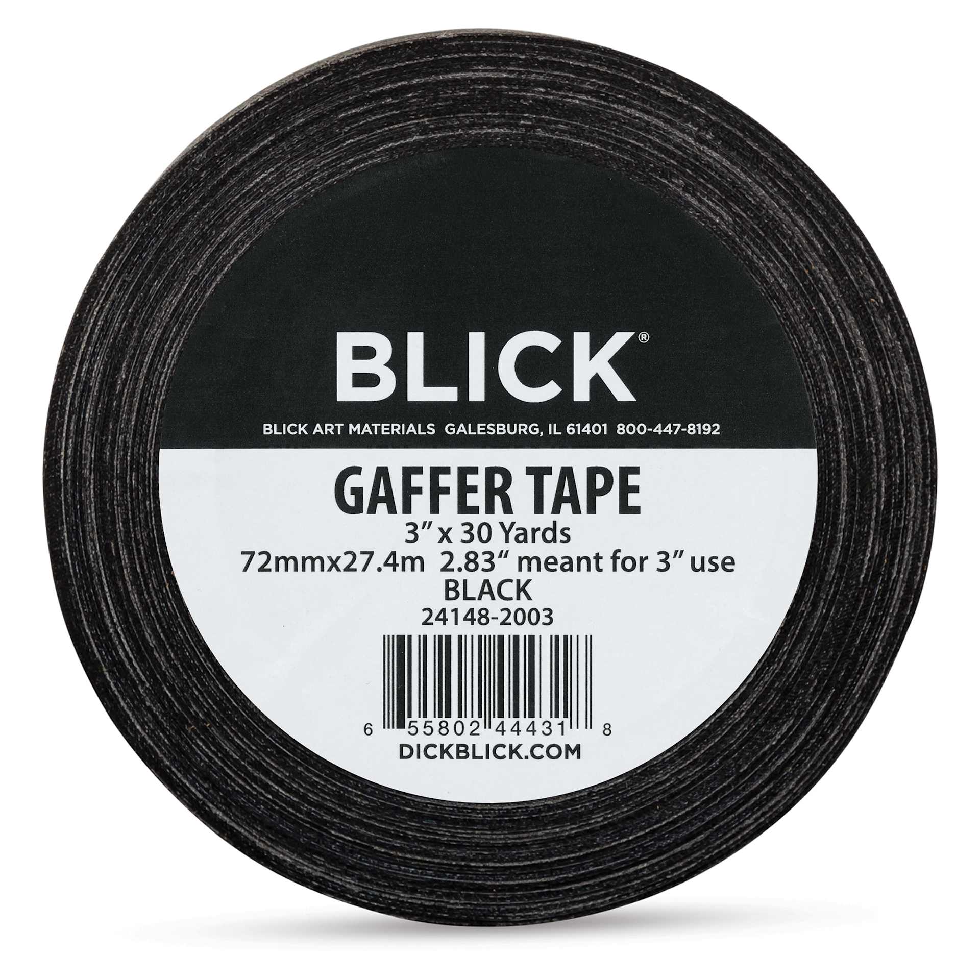Blick Gaffers Tape - 3" x 30 yds, Black (Front of packaging)