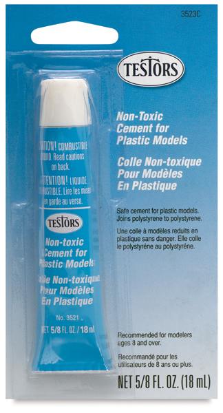 Testors Plastic Hobby Glues - Front of blister package of Non-Toxic Cement