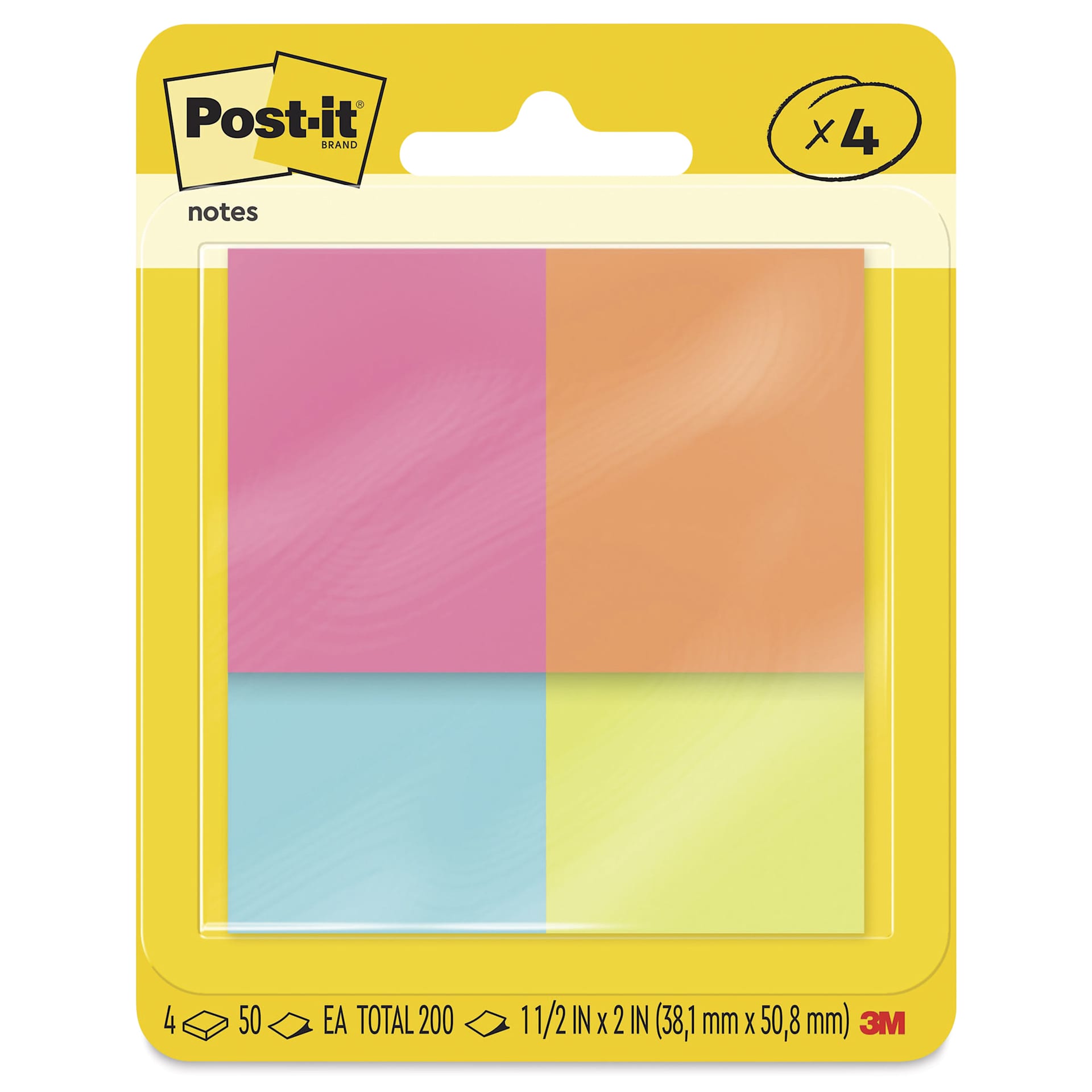 Post-it Notes - Pkg of 4, Poptimistic Collection, 1-1/2" x 2"