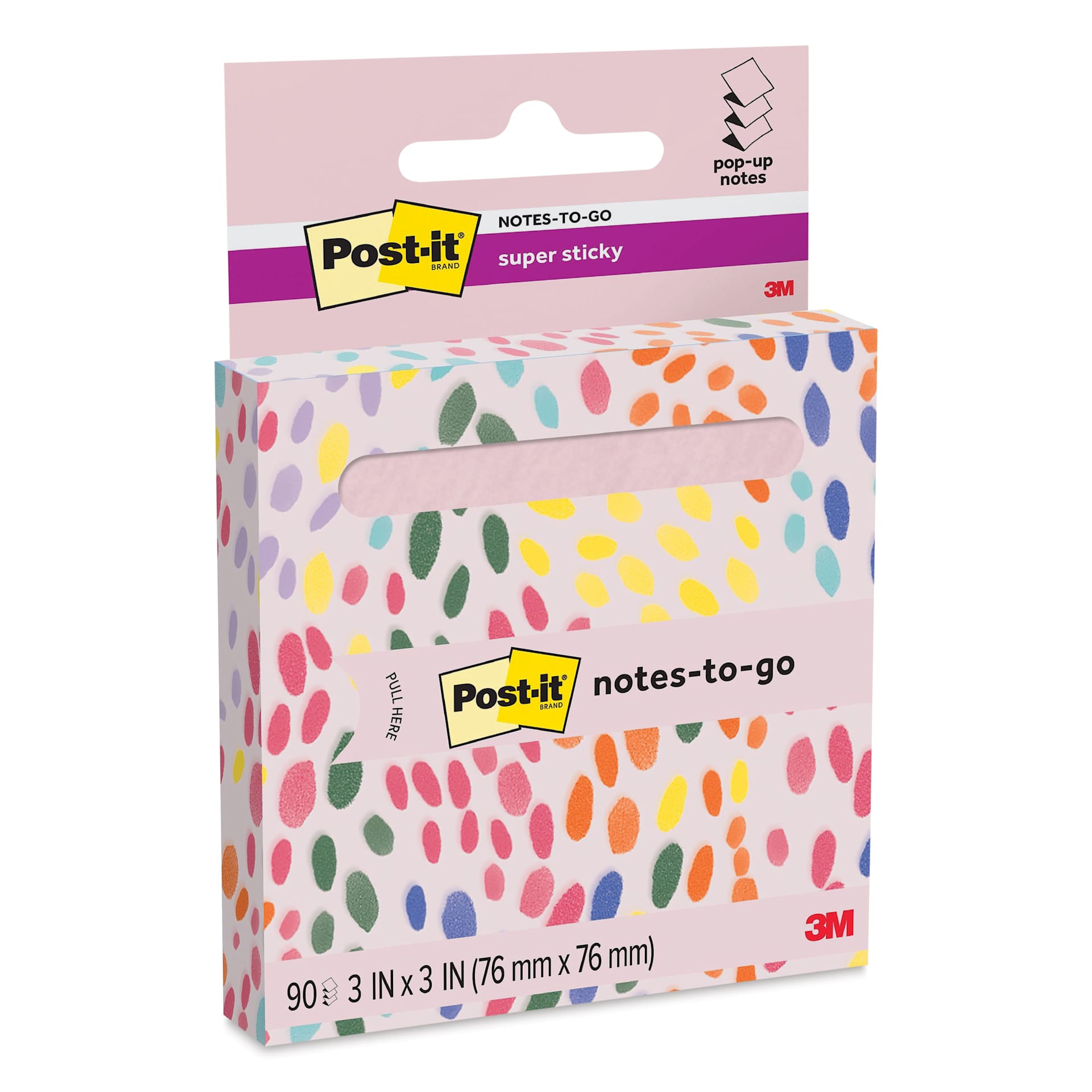 Post-it Super Sticky Notes-to-go Pop-Up Notes - Pink Salt, 3" x 3" front of packaging