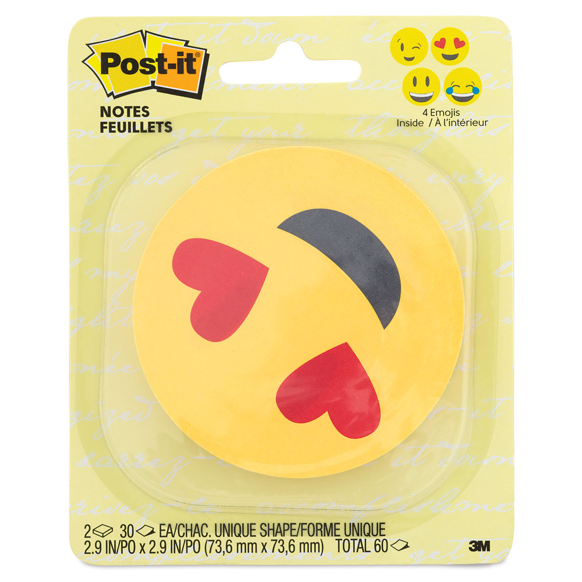 Post-it Note Shapes - Emoji, Pkg of 2, 3" x 3" - front of packaging