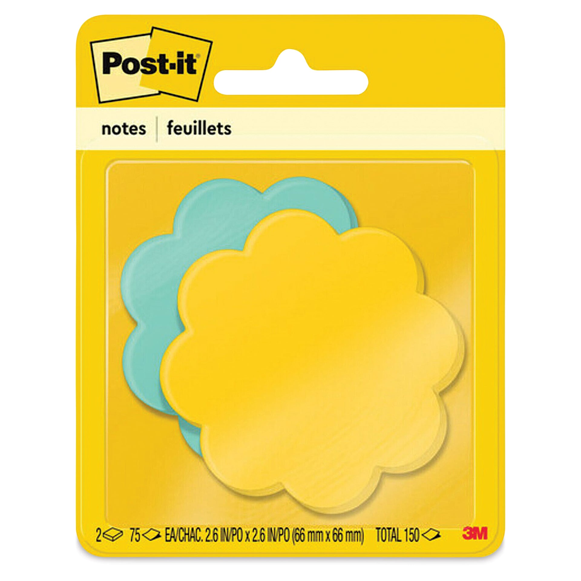 Post-it Note Shapes - Daisy, Pkg of 2, 3" x 3" (front of packaging)