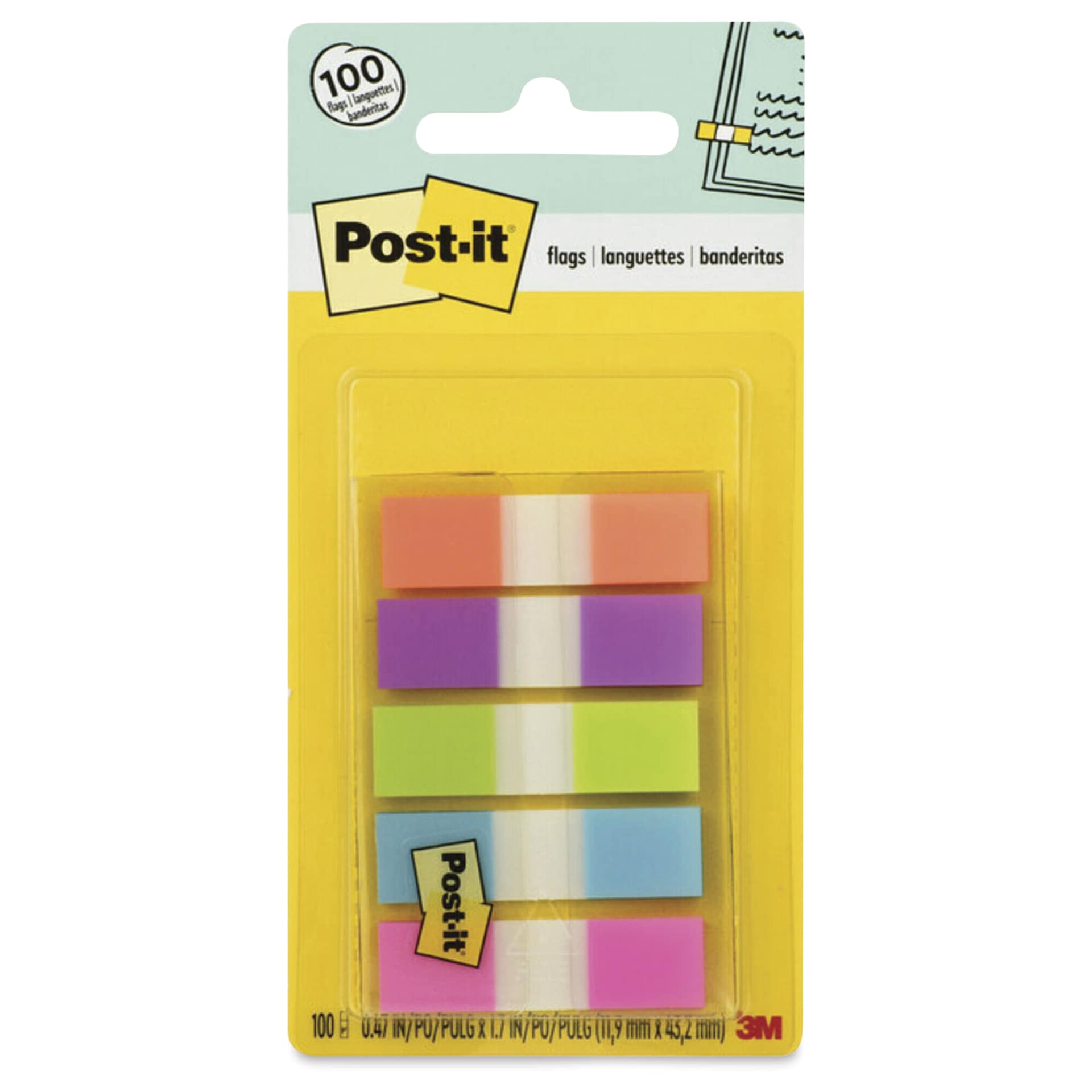 Post-it Flags - Bright Colors, Pkg of 100 - front of package