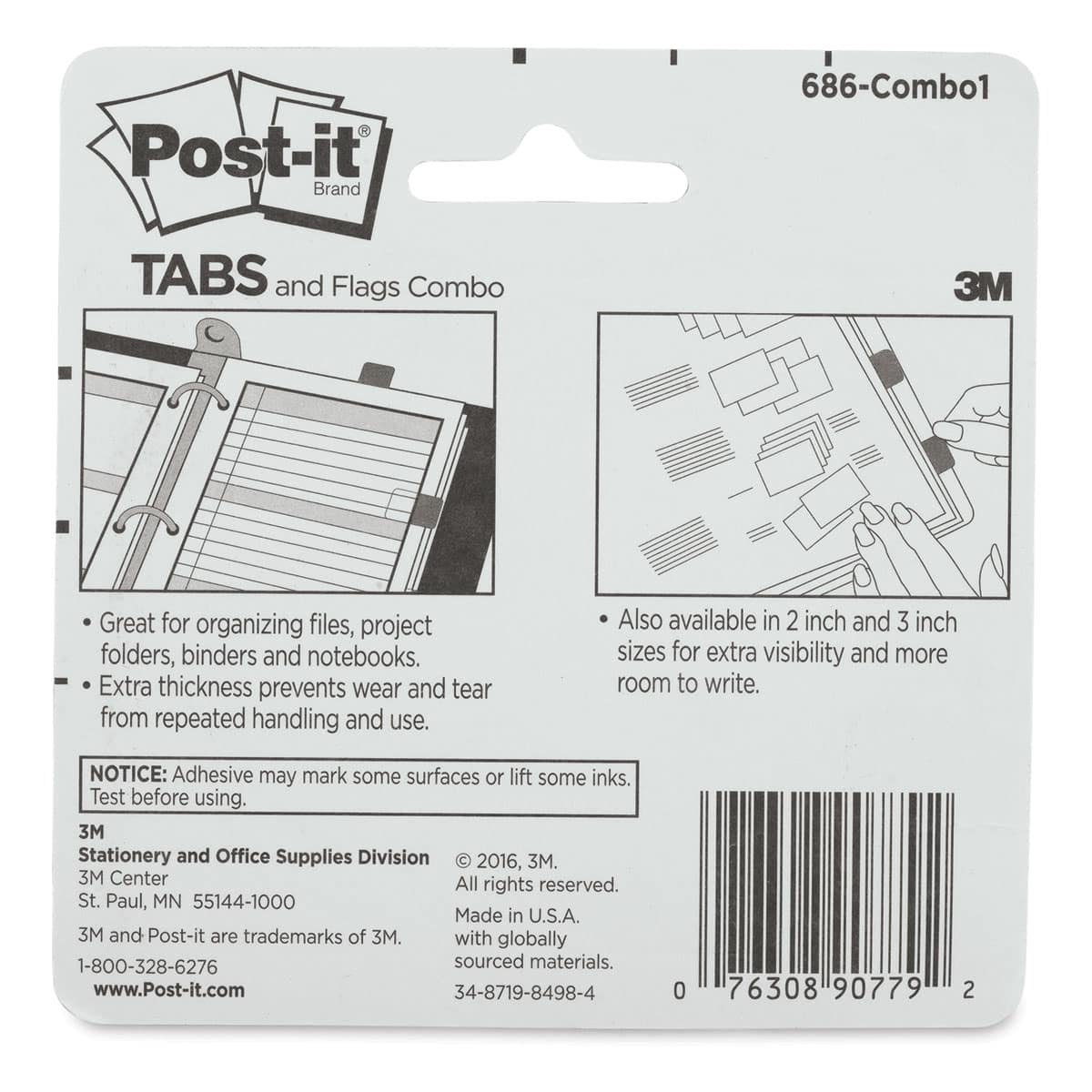 Post-it Flags and Tabs - Primary Colors, Pkg of 136 - back of package
