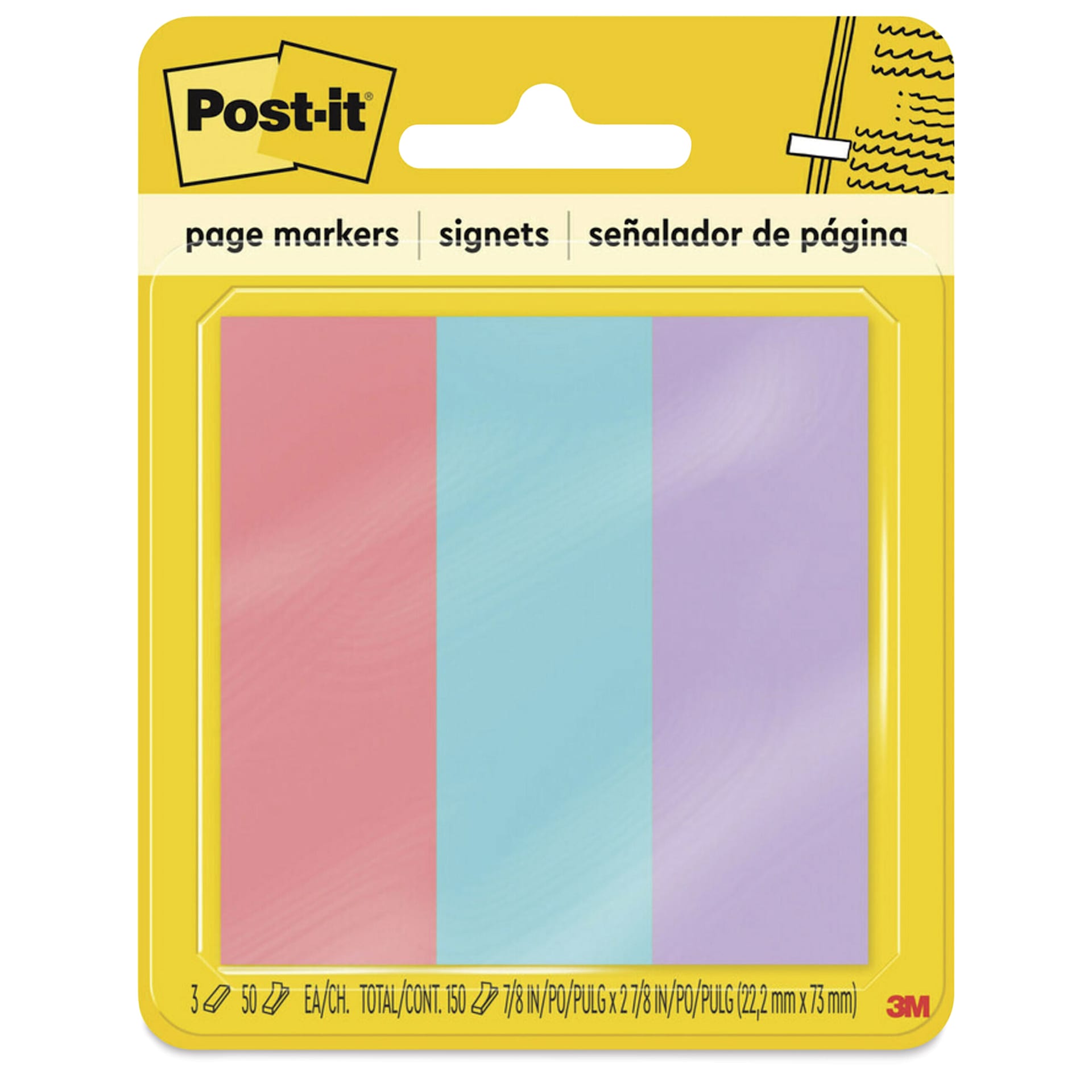 Post-it Page Markers - Pkg of 3, 7/8" x 2-7/8" in package