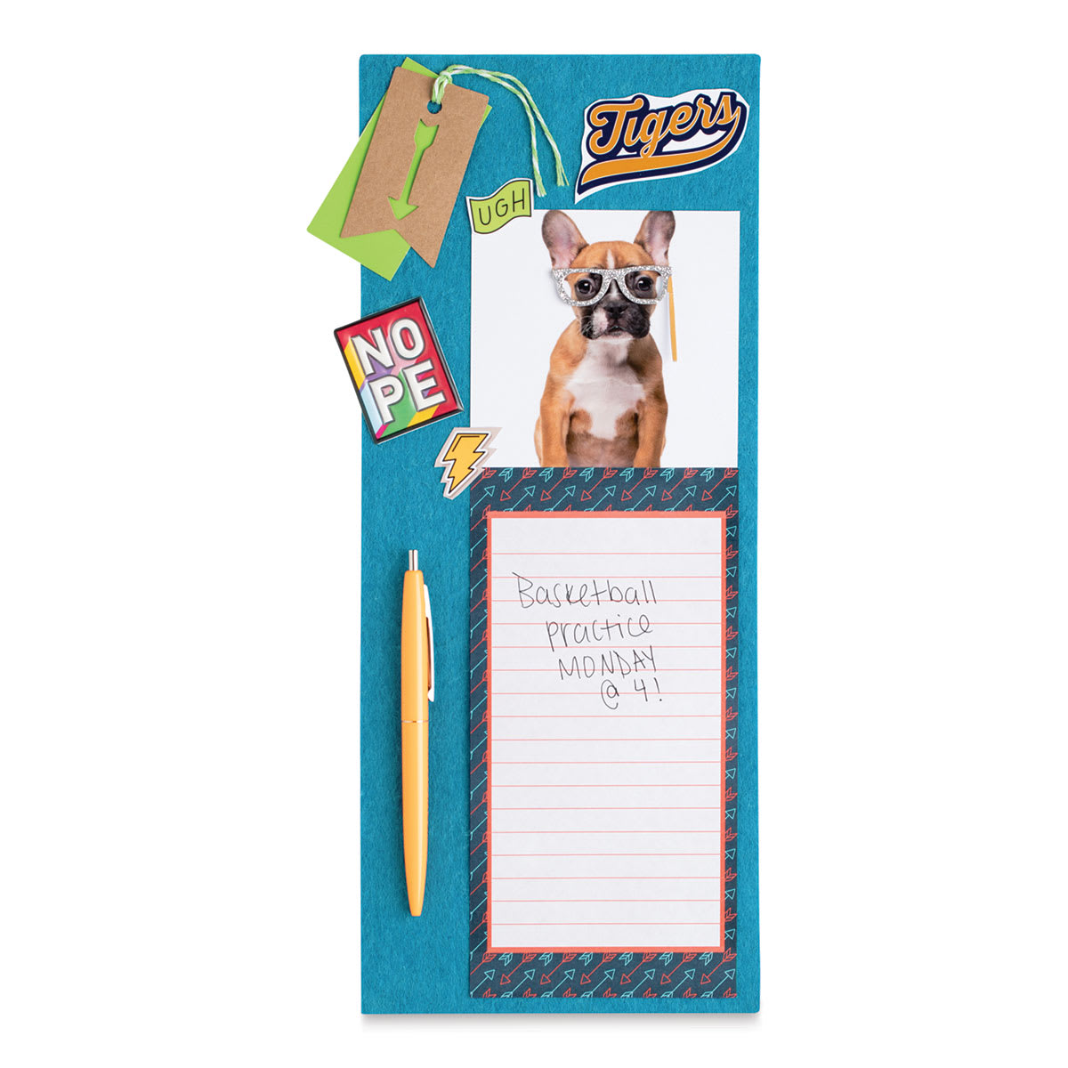 Duck Felt Mounts Board - Turquoise, 6" x 14", Locker Size (variety of items attached)