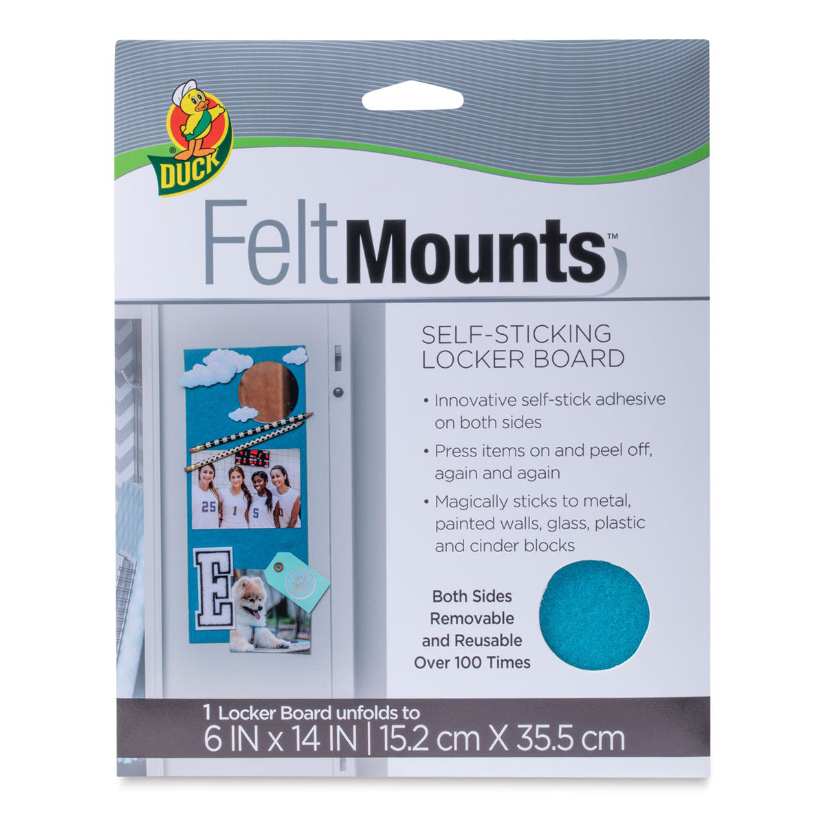 Duck Felt Mounts Board - Turquoise, 6" x 14", Locker Size (In packaging)
