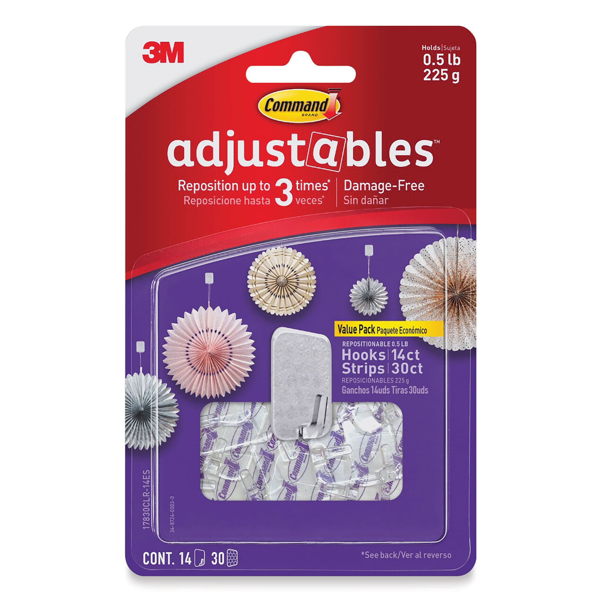Command Adjustable Hooks - Pkg of 14 Hooks, front of packaging