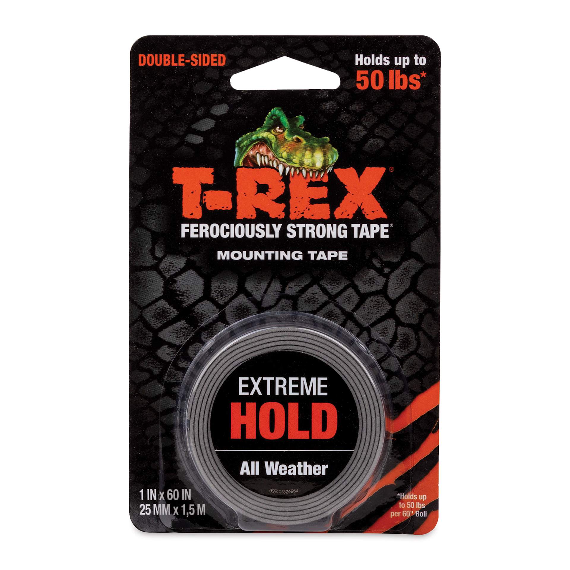 T-Rex Extreme Hold Mounting Tape - Black, 1" x 60" - front of packaging