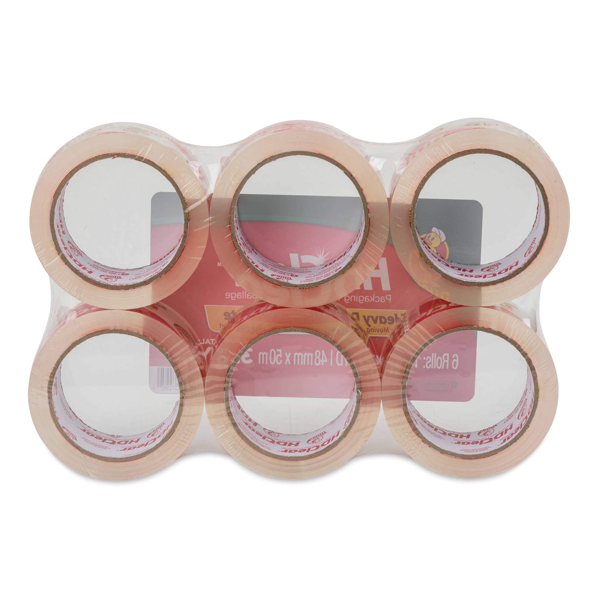 Duck HD Clear Heavy Duty Packing Tape - 1.88" x 54.6 yds, Pkg of 6 - back of packaging