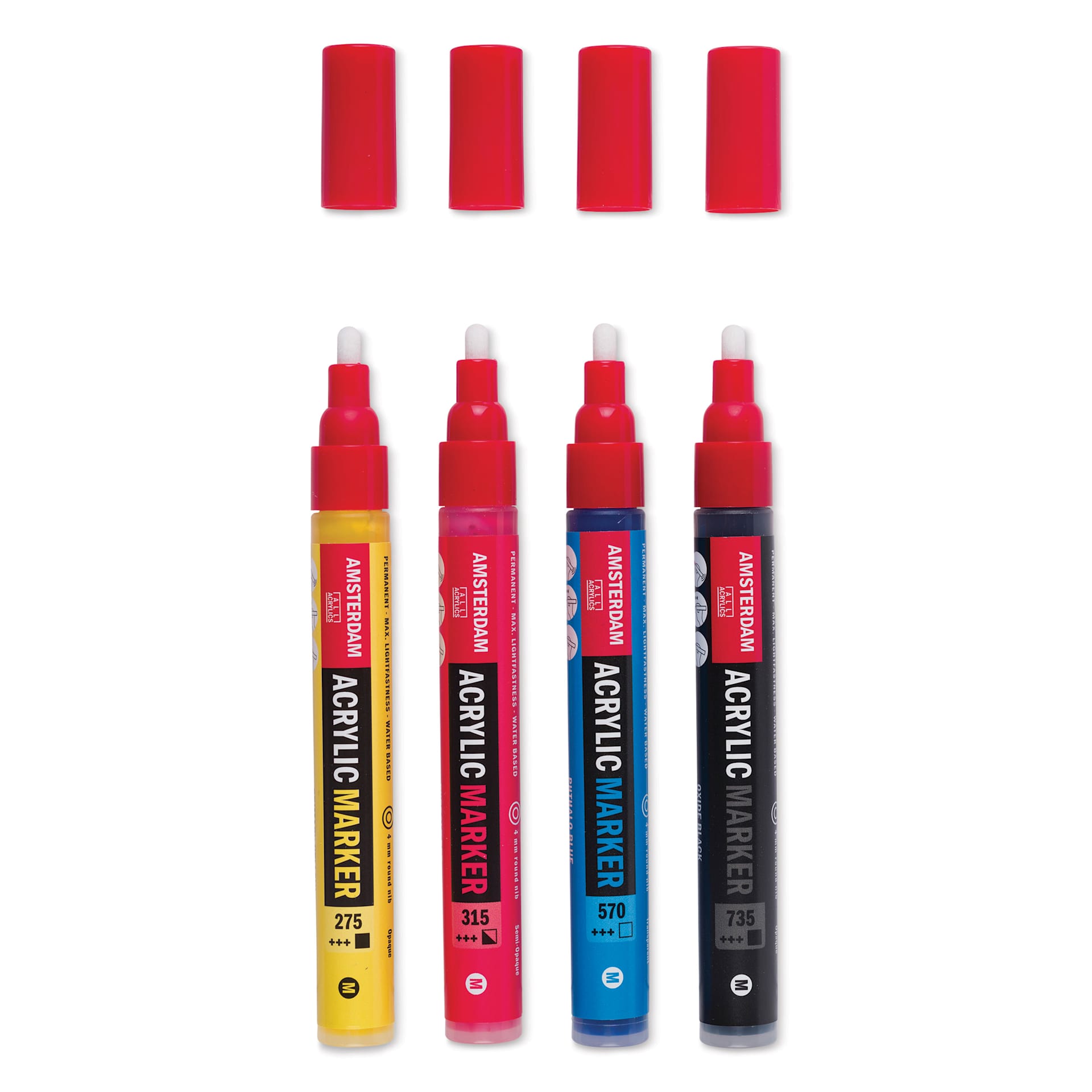 Amsterdam Acrylic Marker - Introduction Colors, Set of 4, caps removed