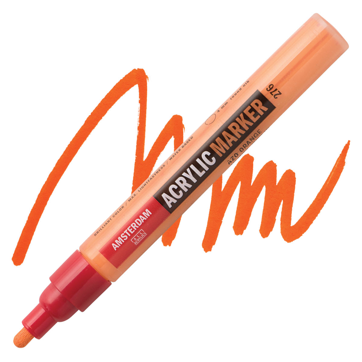 Amsterdam Acrylic Marker - Azo Orange, 4 mm marker and swatch