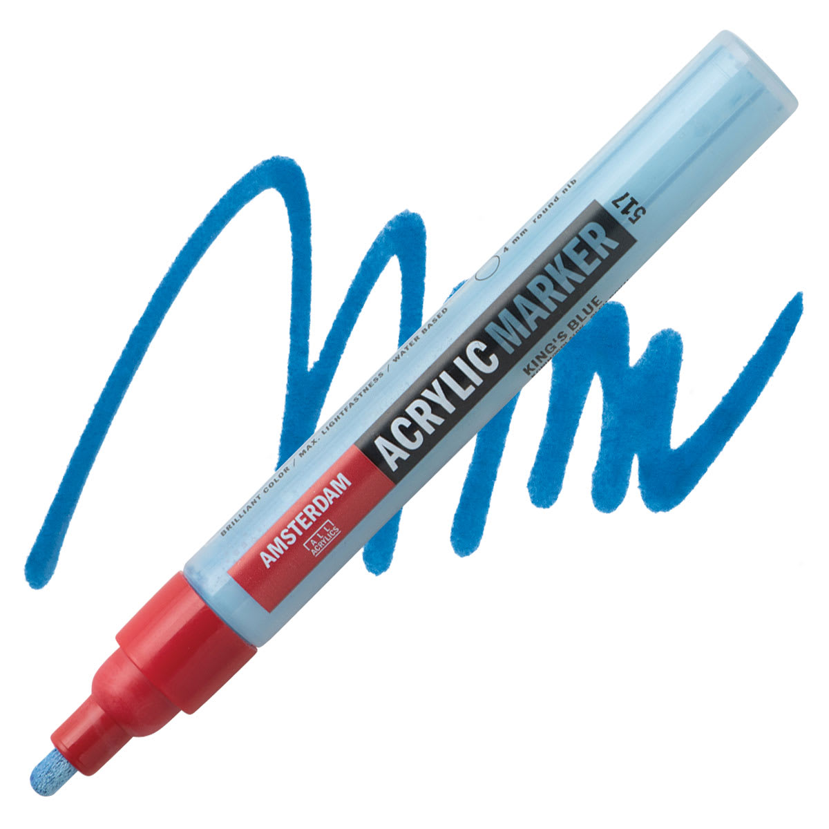 Amsterdam Acrylic Marker - King's Blue, 4mm marker and swatch