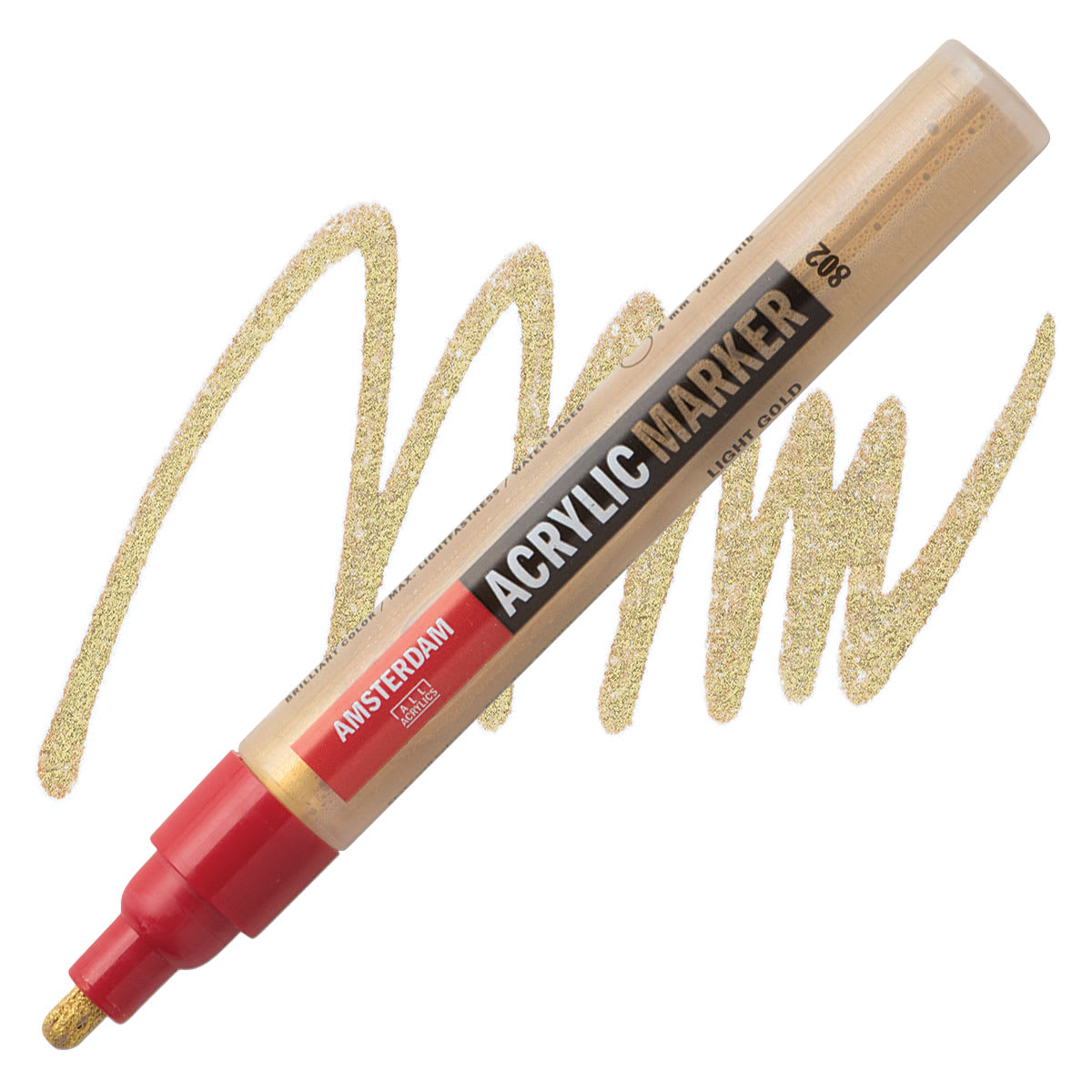 Amsterdam Acrylic Marker - Light Gold, 4 mm marker and swatch