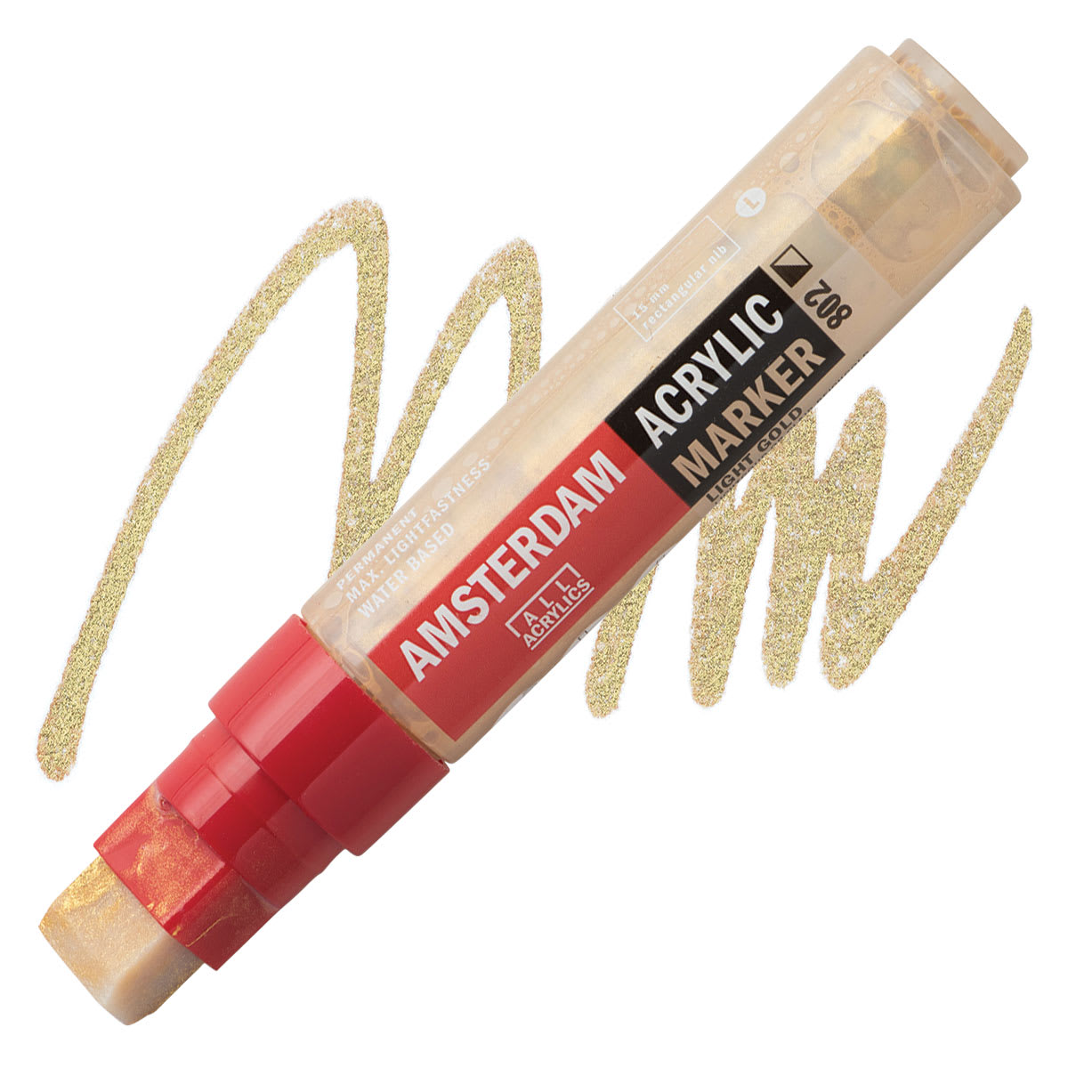 Amsterdam Acrylic Marker - Light Gold, 15 mm marker and swatch