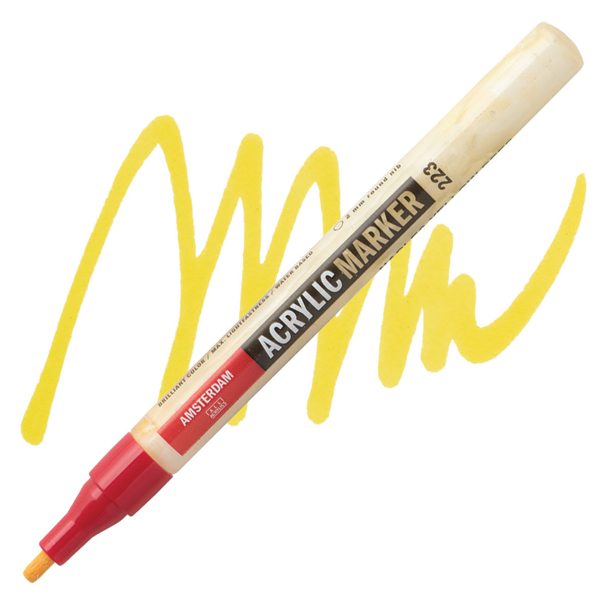 Amsterdam Acrylic Marker - Naples Yellow Deep, 2 mm marker and swatch