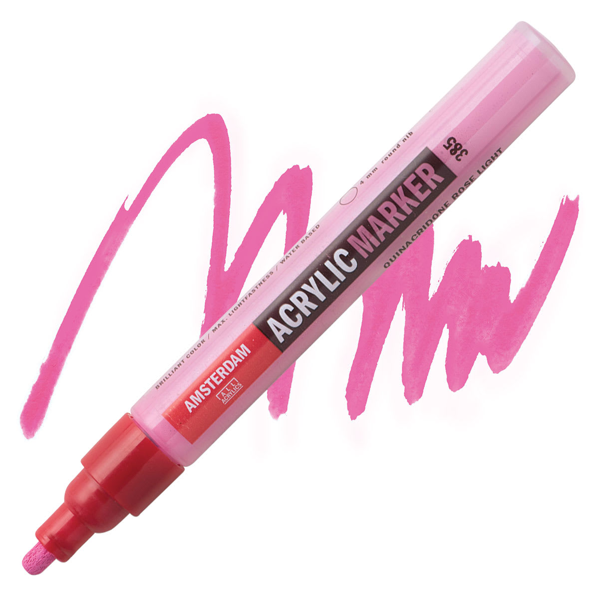 Amsterdam Acrylic Marker - Quinacridone Rose Light, 4 mm marker and swatch