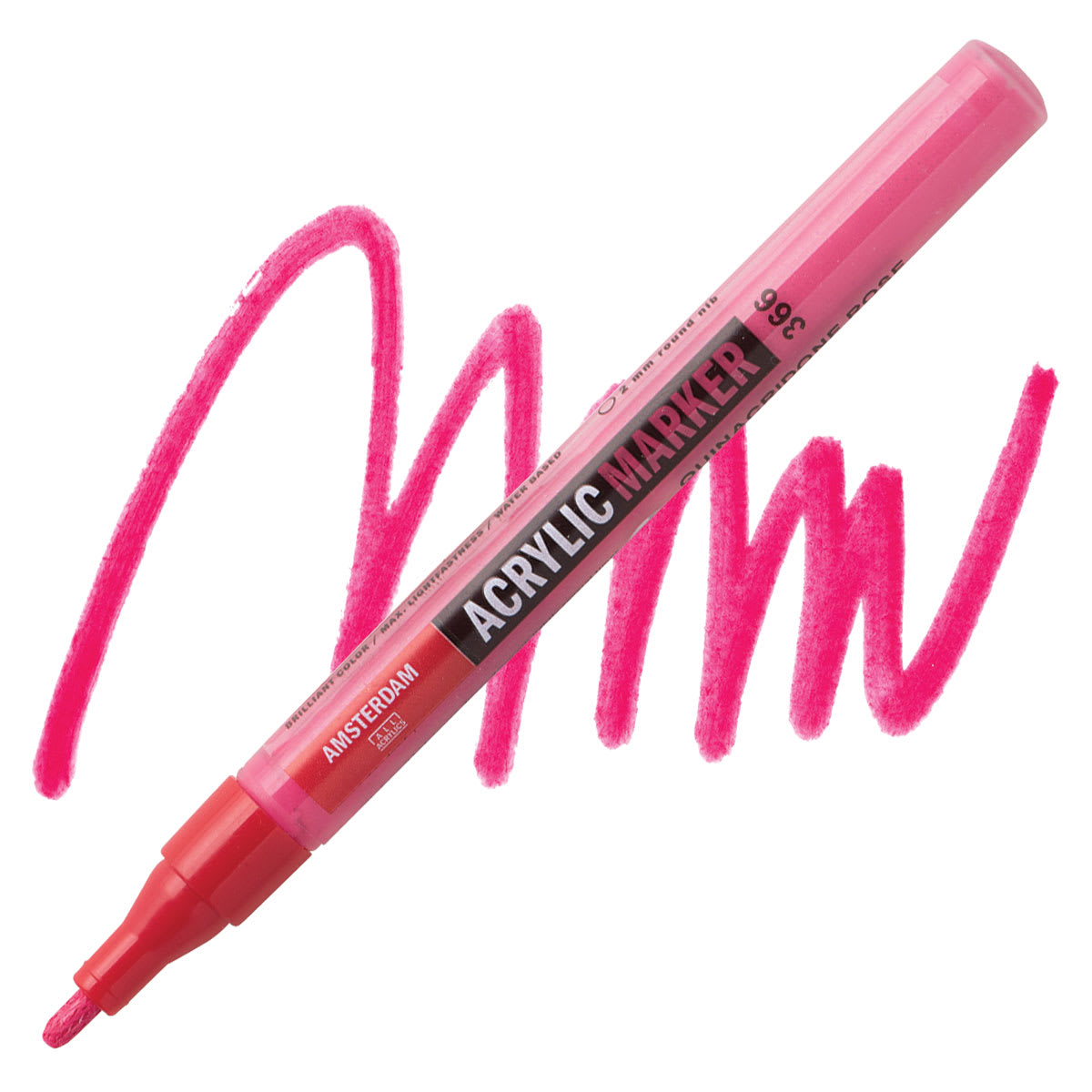 Amsterdam Acrylic Marker - Quinacridone Rose, 2 mm marker and swatch