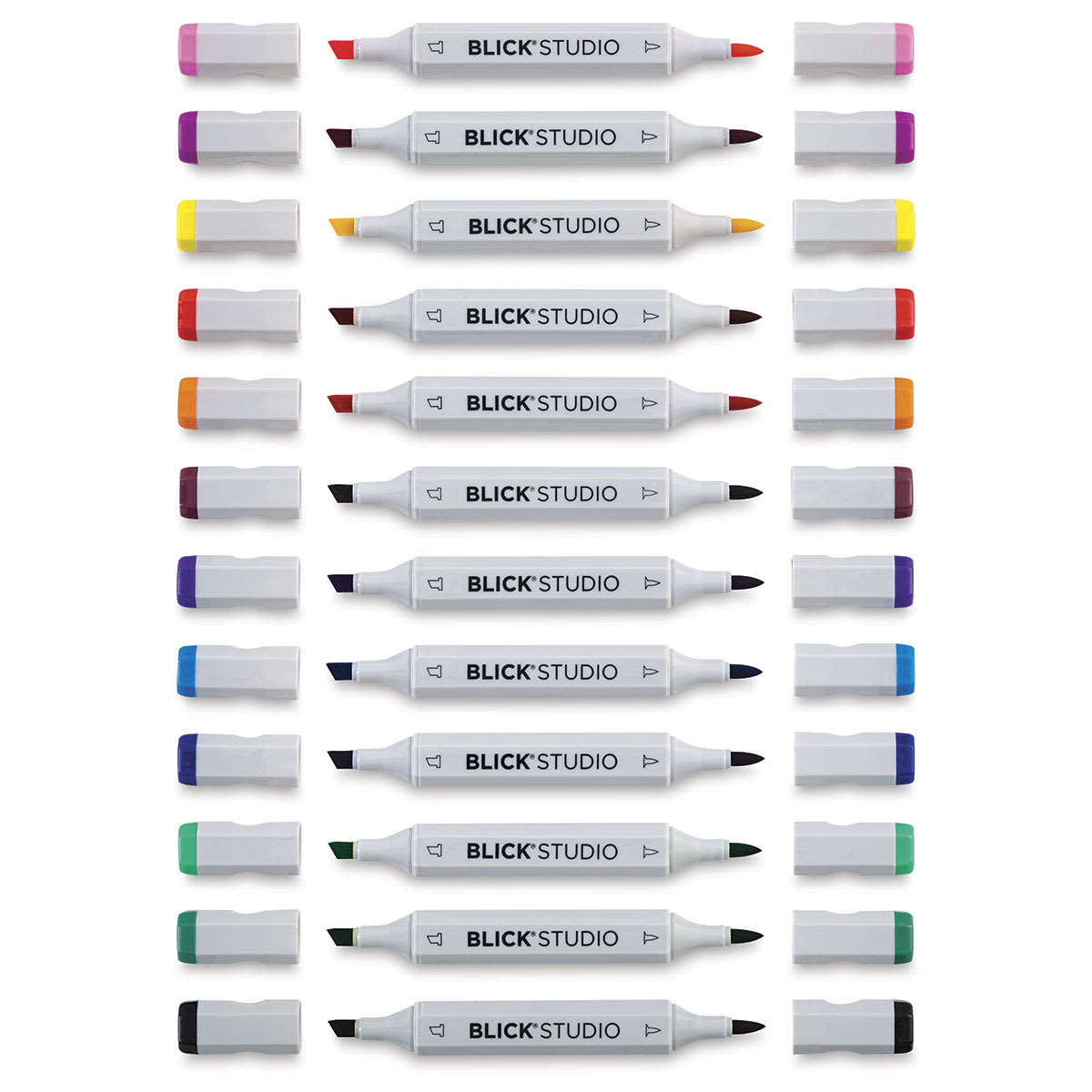 Blick Studio Brush Markers - Assorted Colors, Set of 12 - with caps off Blick Studio Brush Markers - Assorted Colors, Set of 12 - with caps off
