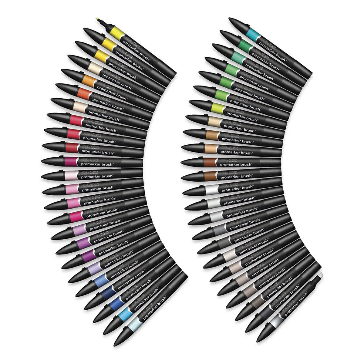 Winsor & Newton Promarker Brush Markers - Essential Colors, Set of 48 (markers out of case)