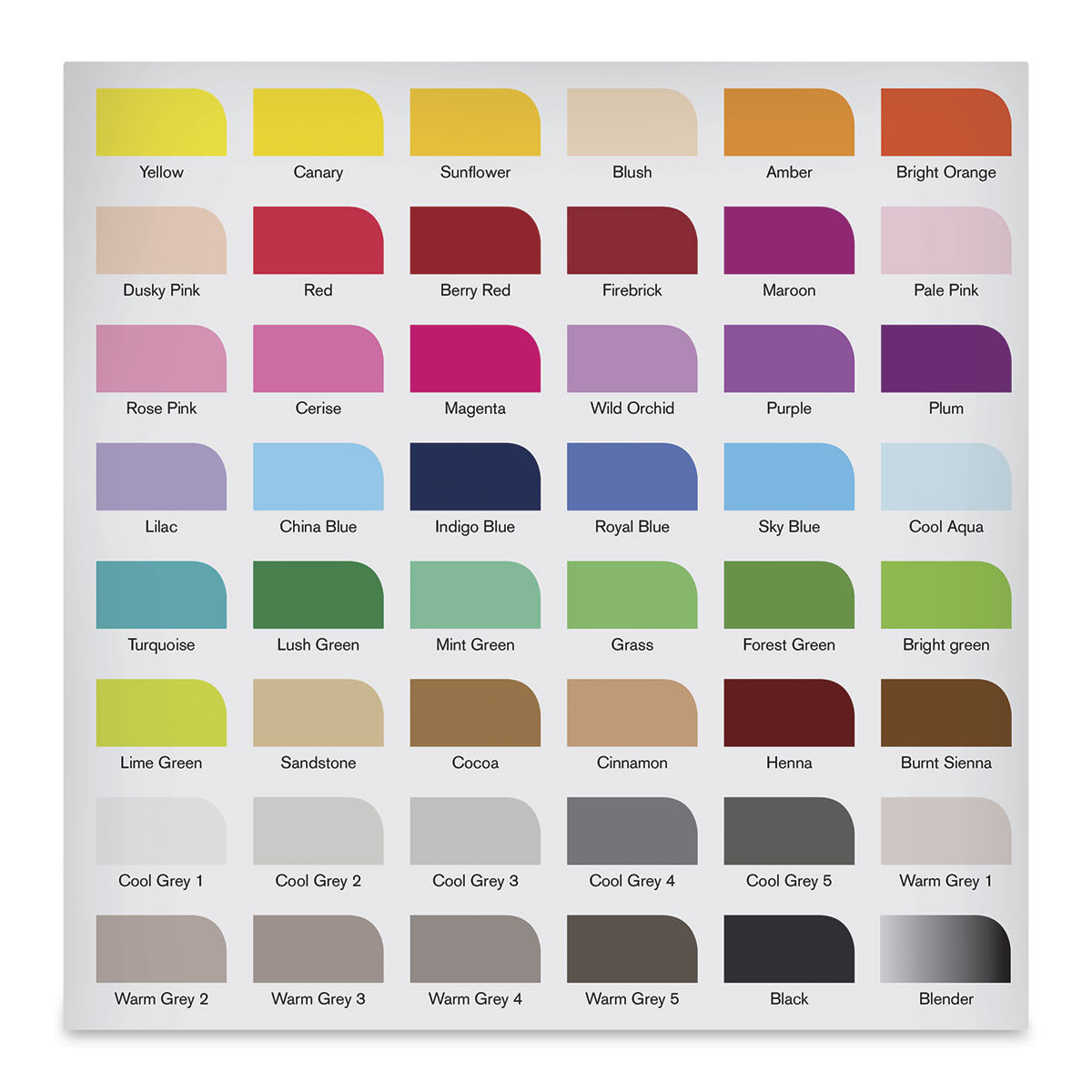 Winsor & Newton Promarker Brush Markers - Essential Colors, Set of 48 (example swatches)