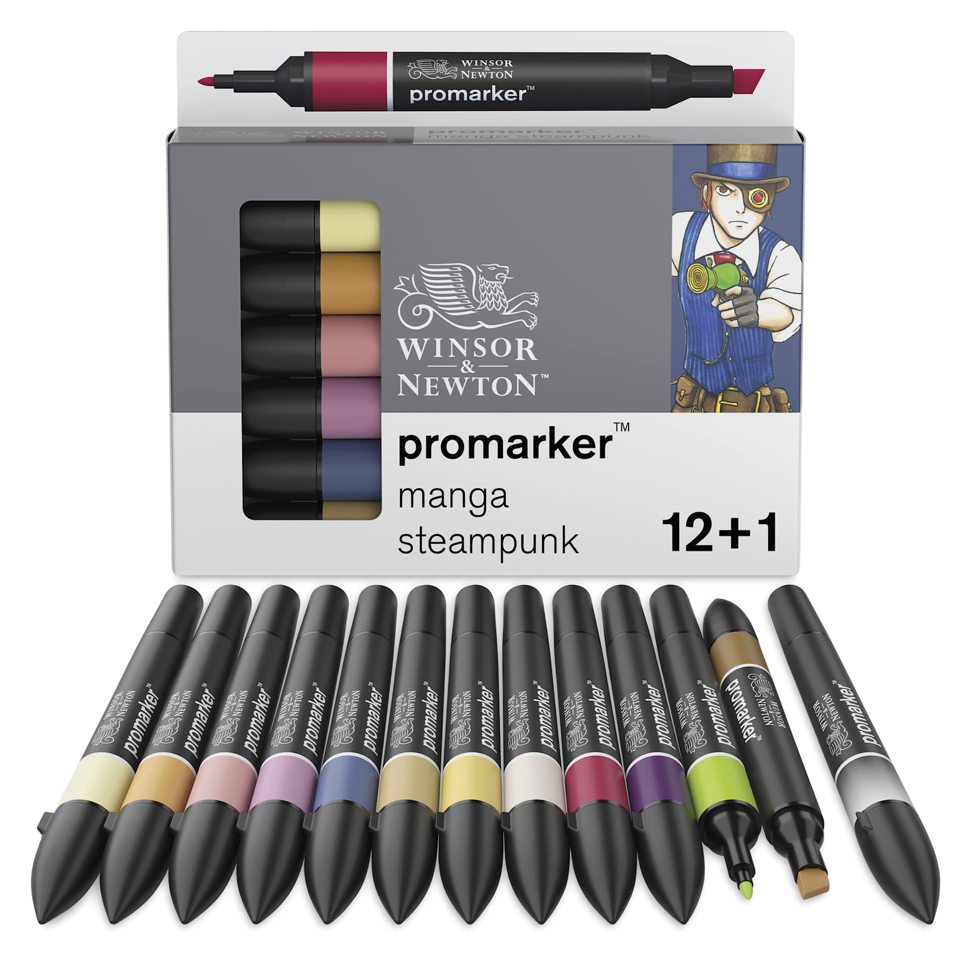 Winsor & Newton Promarker - Manga Steampunk, Set of 13, markers laid out