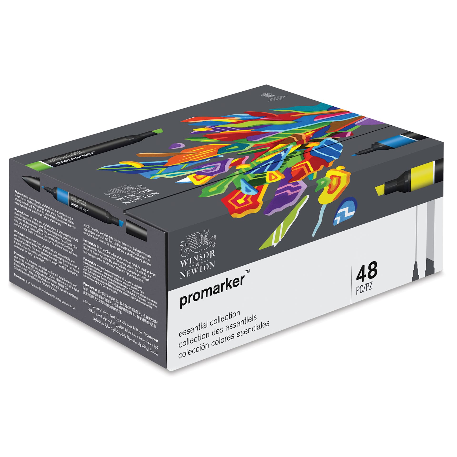 Winsor & Newton Promarker - Essential Collection, Set of 48, back of packaging